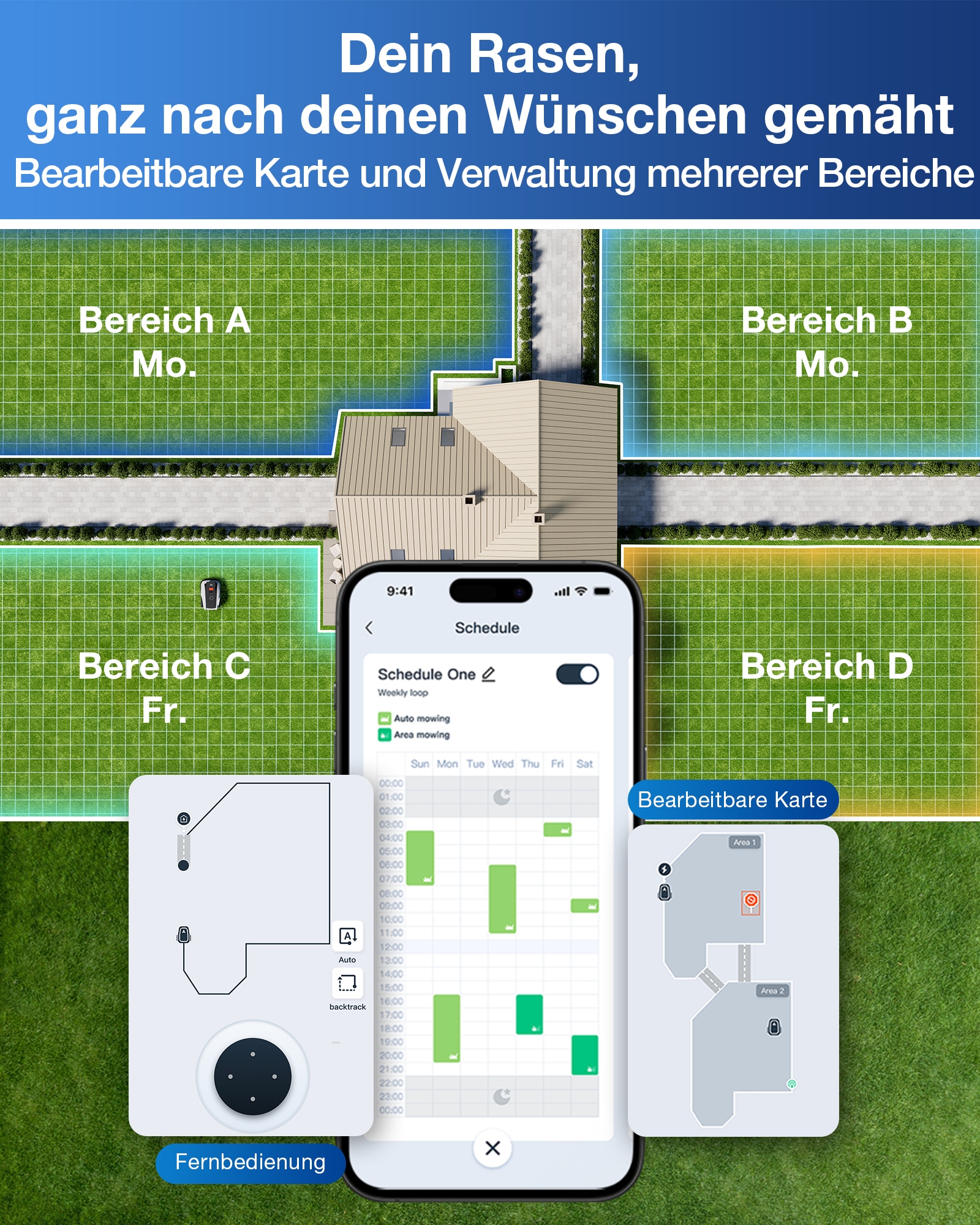 ECOVACS Rasenmähroboter »GOAT O600 RTK« Mäheffizienz von 100 m²/h,   mit präziser RTK-Navigation und KI-Kamera zur Hindernisvermeidung