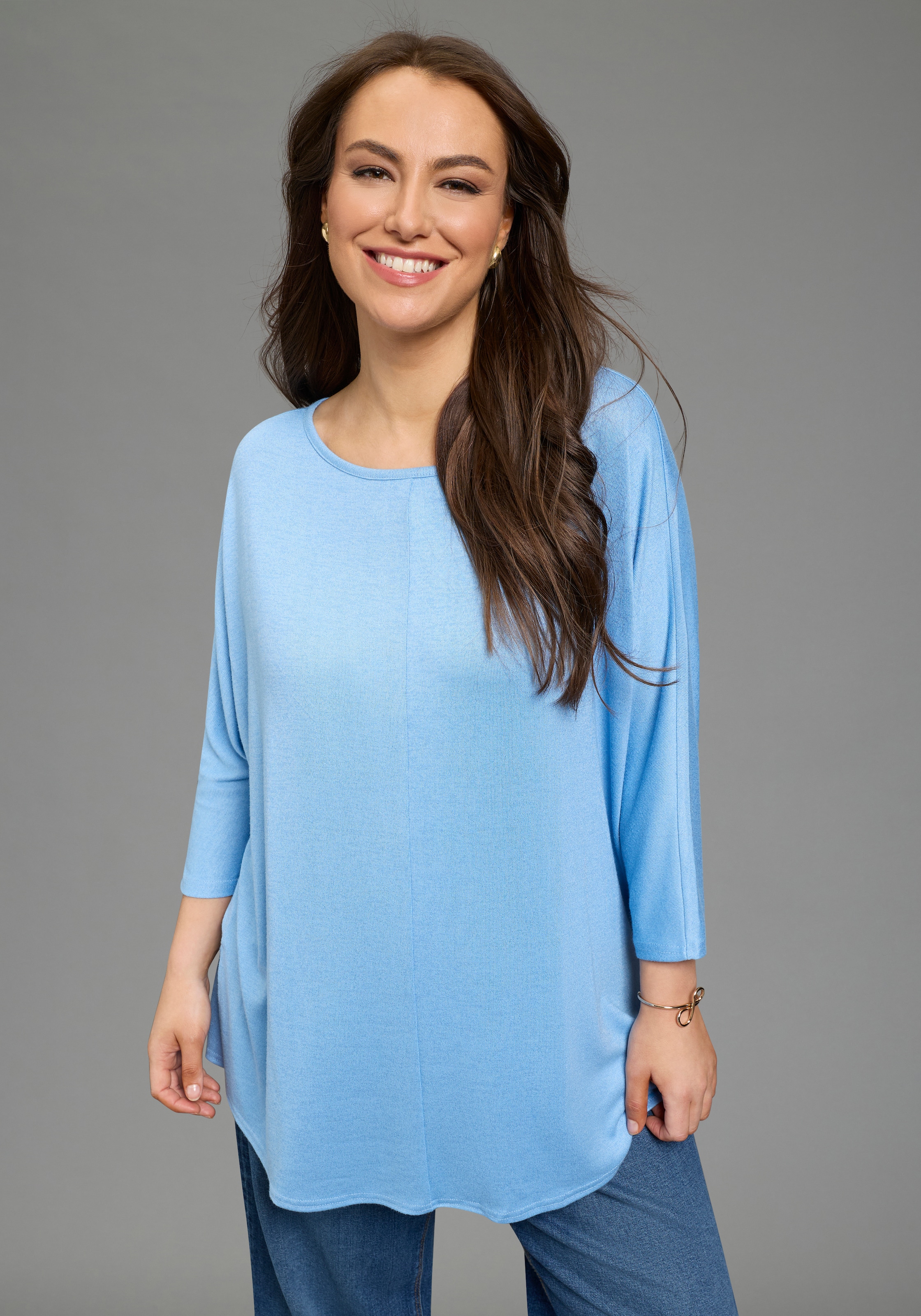 Laura Scott CURVE 3/4 Arm-Pullover mit figurschmeichelnder Passform und 3/4 günstig online kaufen