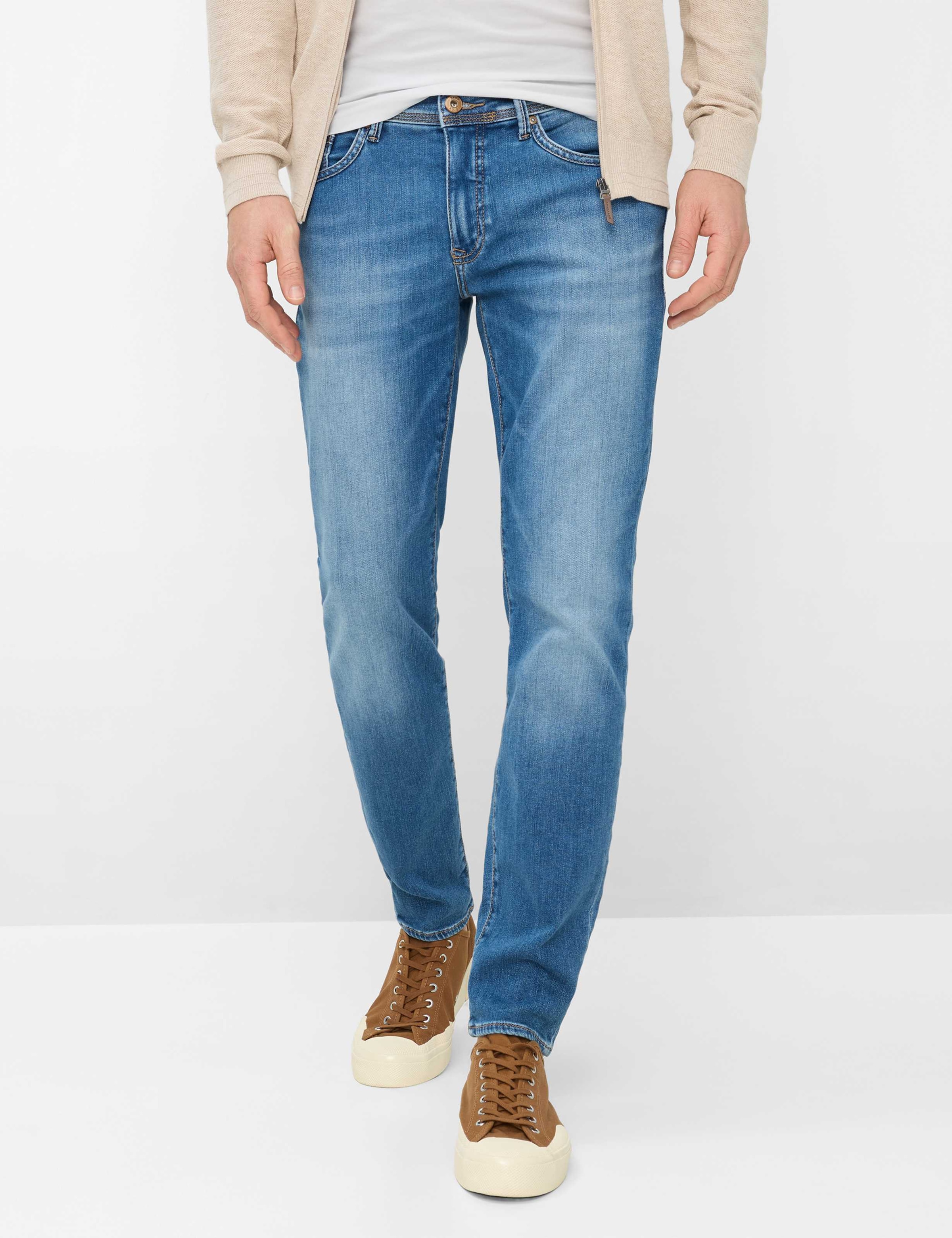 5-Pocket-Jeans BRAX "Style CHRIS", Herren, Gr. 42, Länge 34, blau, Denim/Jeans, 73% Baumwolle, 19% Lyocell, 6% Elastomultiester, 2% Elasthan, Jeans 5-Pocket-Jeans