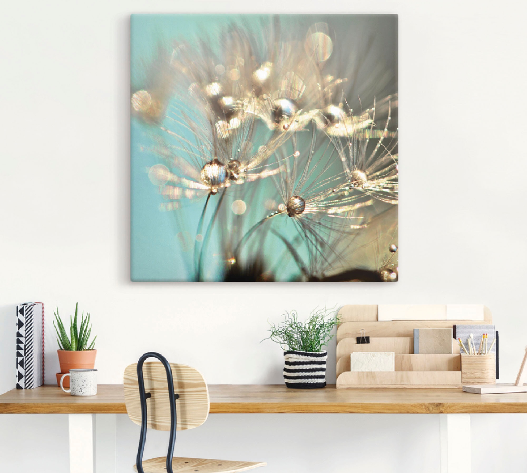 Artland Wandbild »Pusteblume glänzendes Gold«, Blumen, (1 St.), als Alubild, Outdoorbild, Leinwandbild, Poster, Wandaufkleber