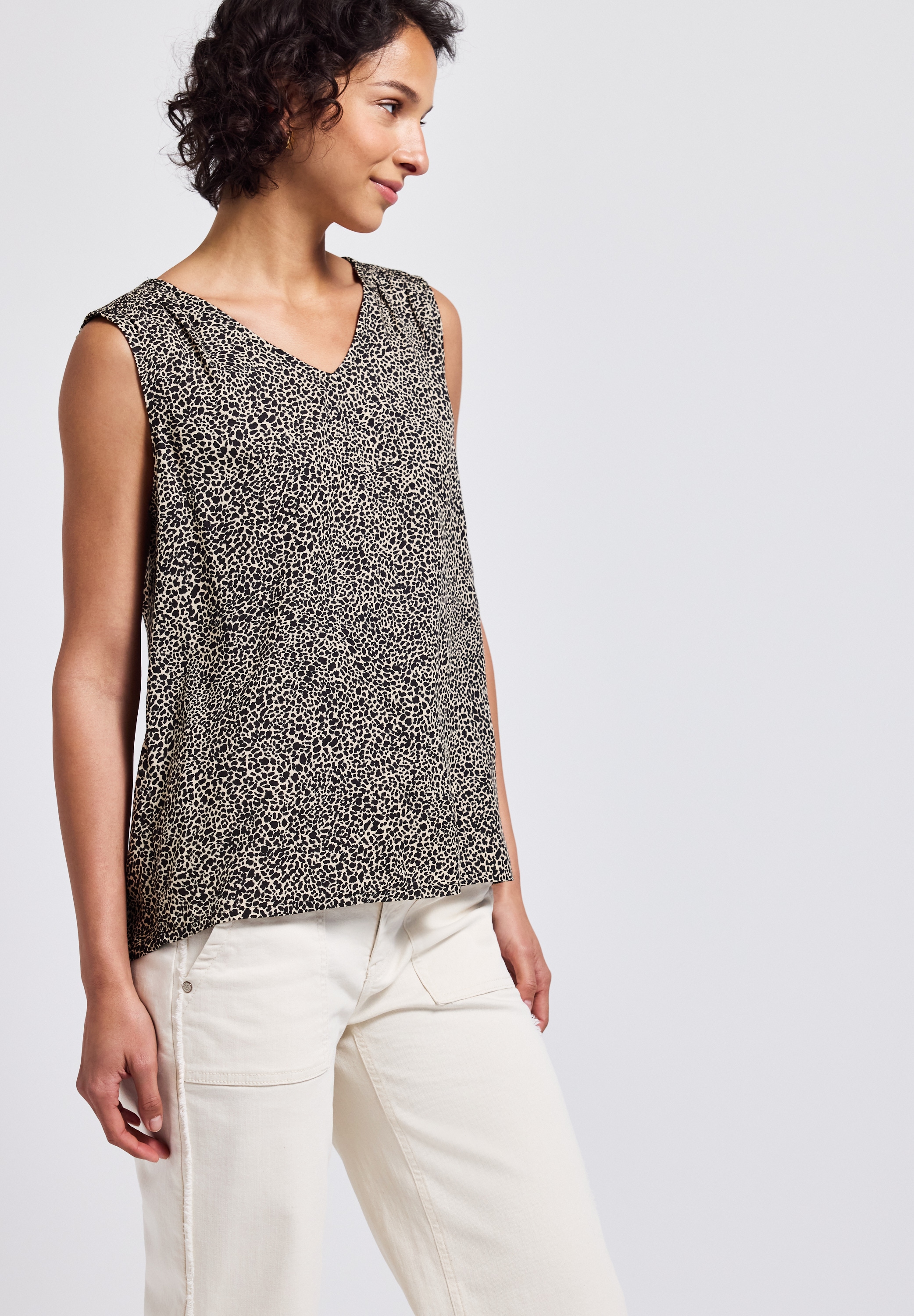 STREET ONE Blusentop, mit Smock-Details und Animal-Print günstig online kaufen