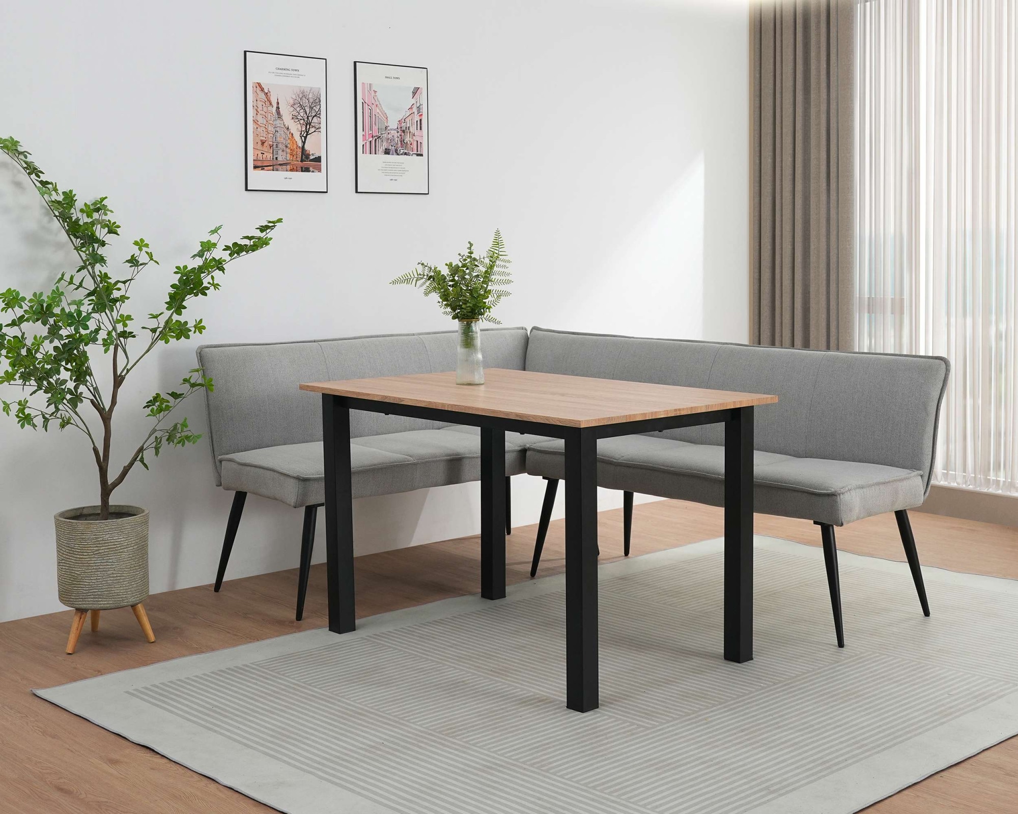 OTTO home Essbank »Ianna« schwarze Metallbeine, pflegeleichtem Webstoff Bezug, Breite 193 cm