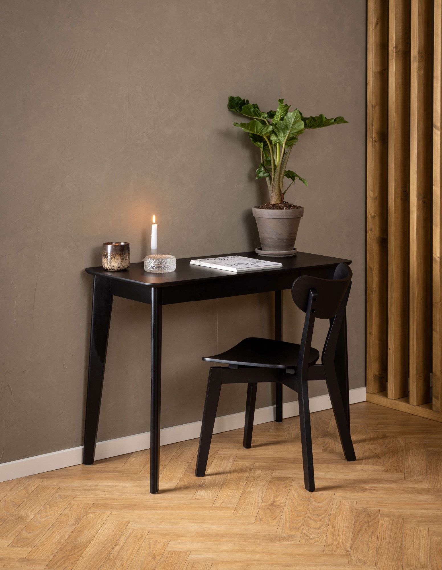 ACTONA GROUP Schreibtisch »Roxby«, Schreibtisch, matt schwarz SH Lack Eiche Furnier, 100x50x75 cm