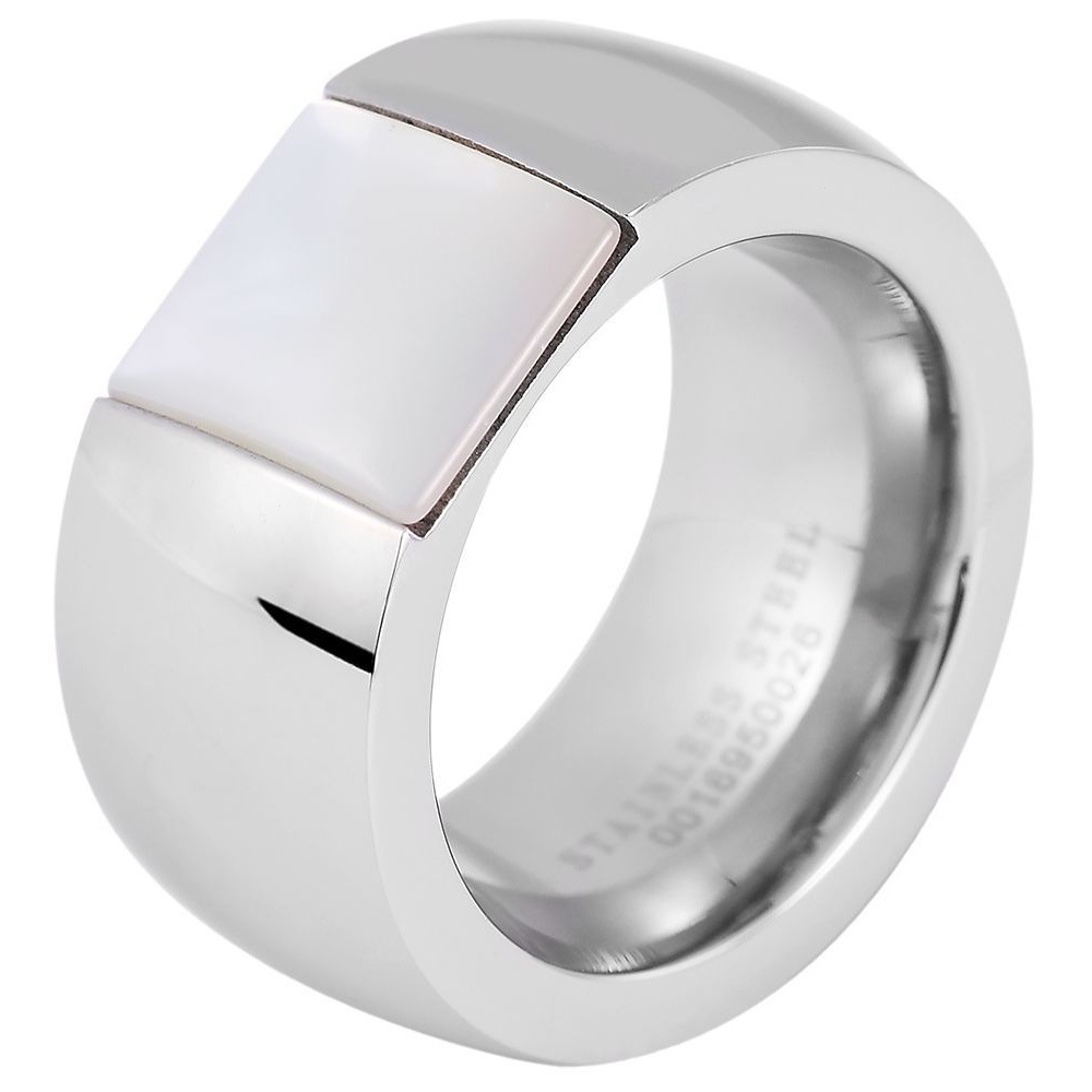 Fingerring ADELIA´S "Damen Ring aus Edelstahl mit Perlmutt" Gr. 60, silber, Fingerringe, Damen, 60, Edelstahl, Fingerring