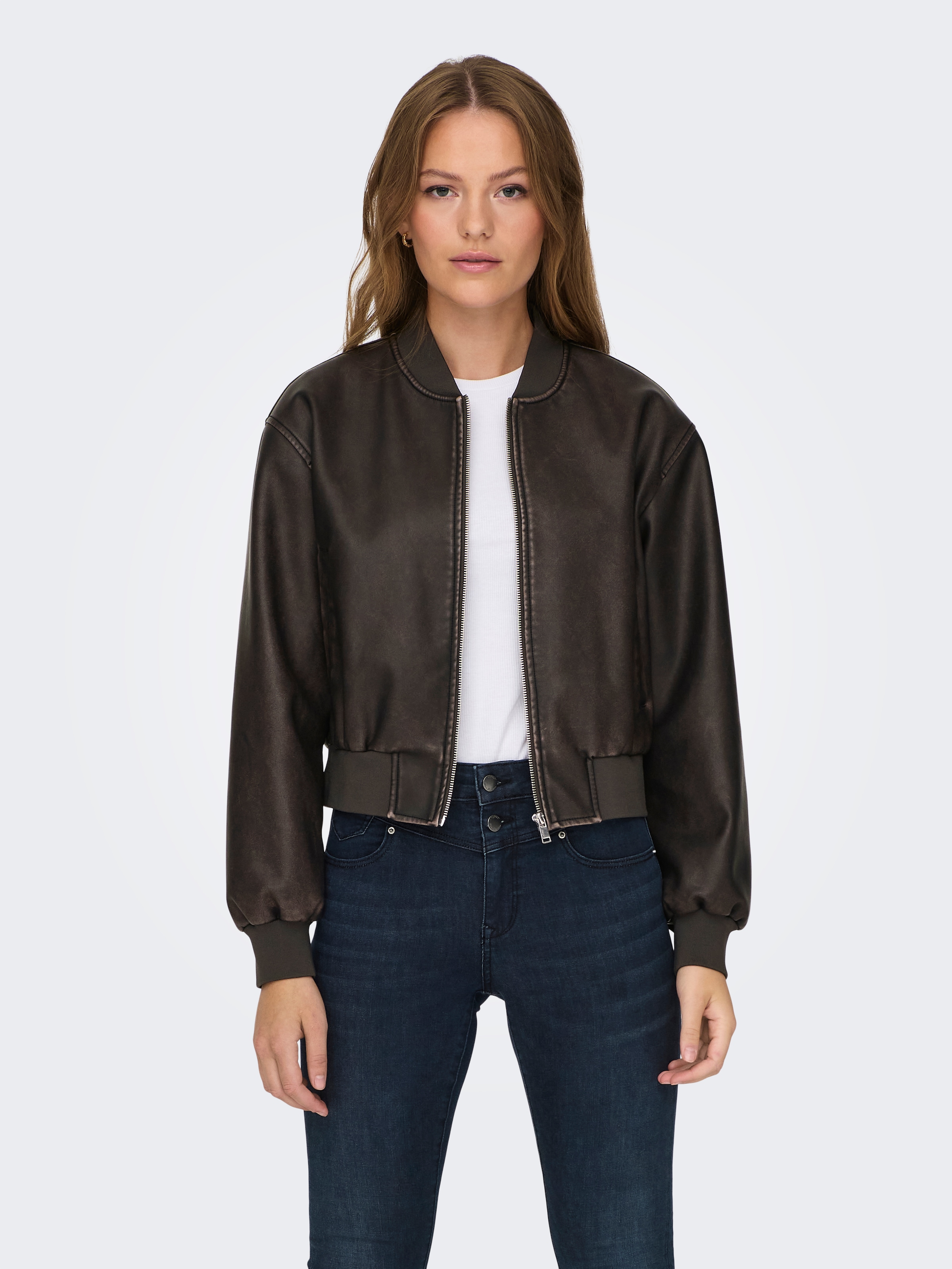 ONLY Lederimitatjacke "ONLJANE FAUX LEATHER WASHED BOMBER OTW" günstig online kaufen