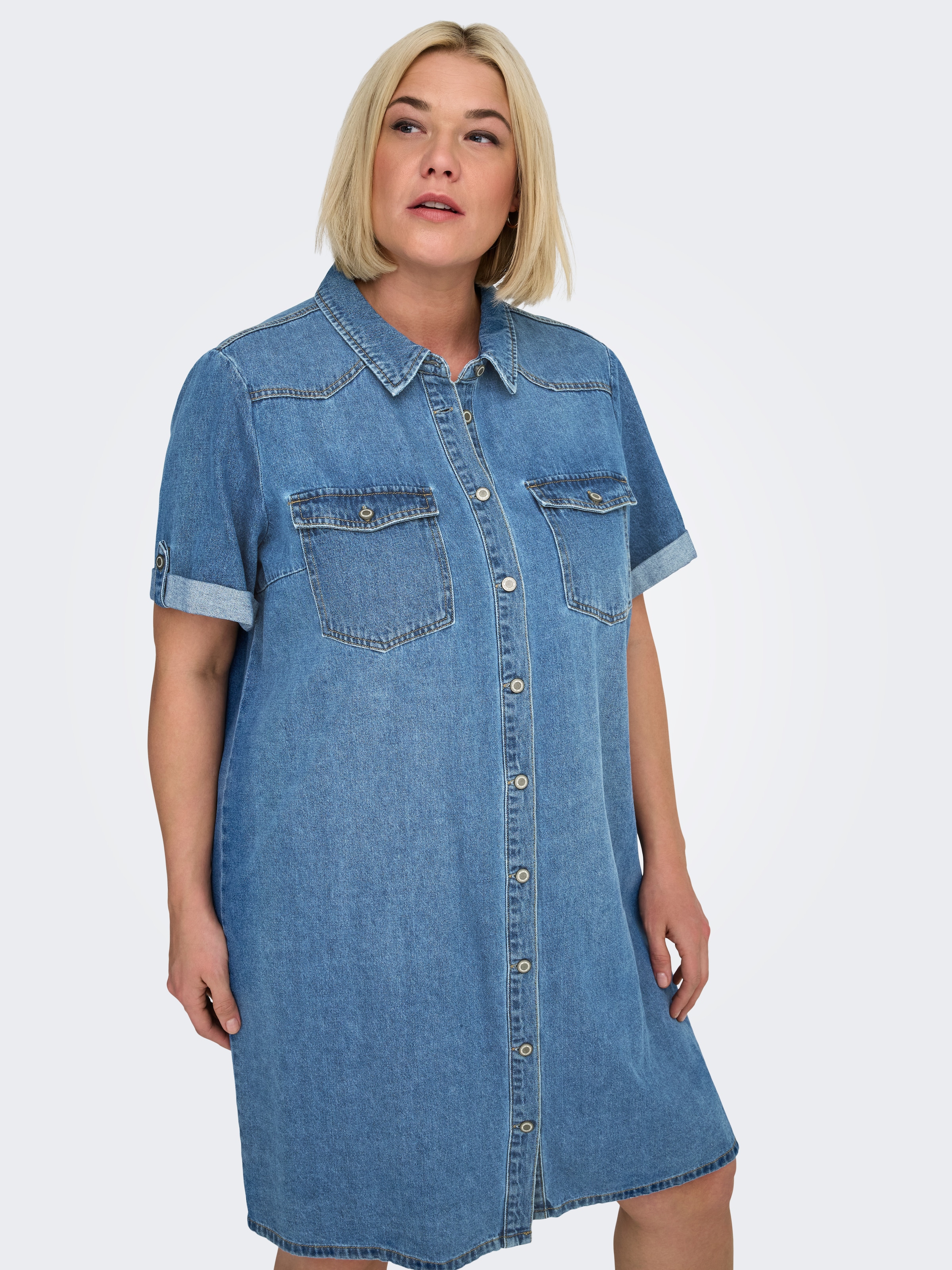 ONLY CARMAKOMA Jeanskleid "CARLISA S/S DNM DRESS GUA NOOS" Brusttaschen günstig online kaufen