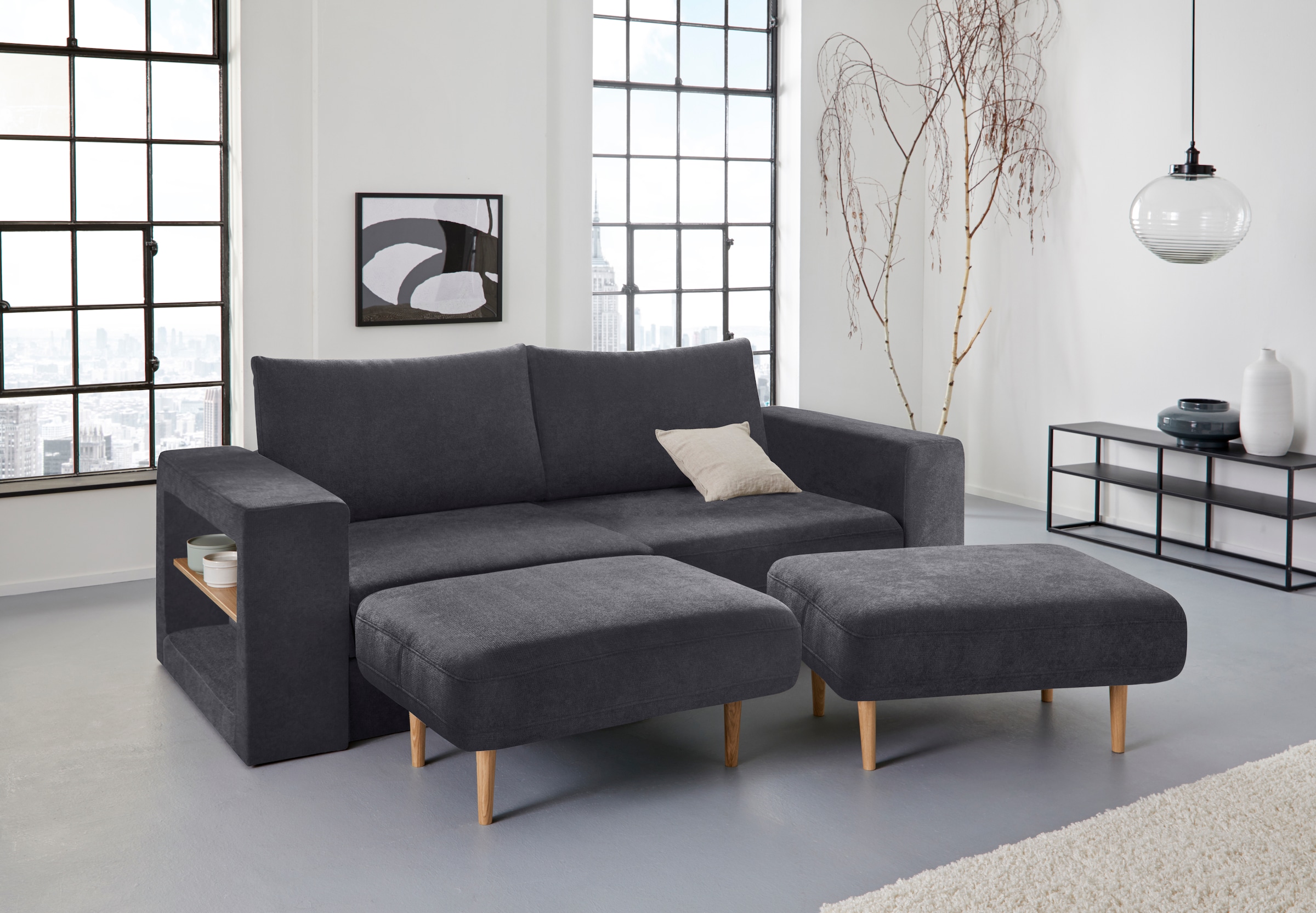 3,5-Sitzer »Looksvb«, Verwandlungssofa: aus Sofa wird Sofa mit 2 Hockern, mit...