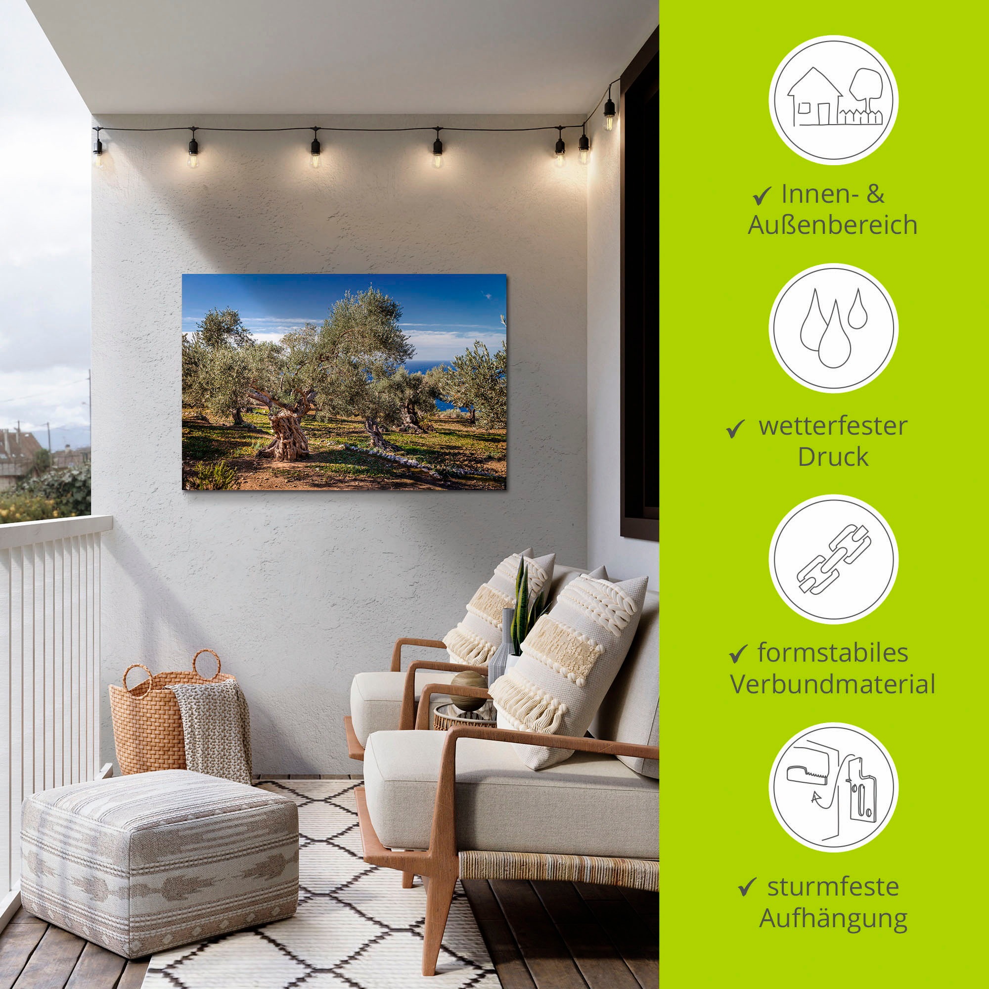 Artland Wandbild »Olivenhain in der Serra de Tramuntana«, Küstenbilder, (1 St.), als Alubild, Outdoorbild, Leinwandbild, Poster in verschied. Größen
