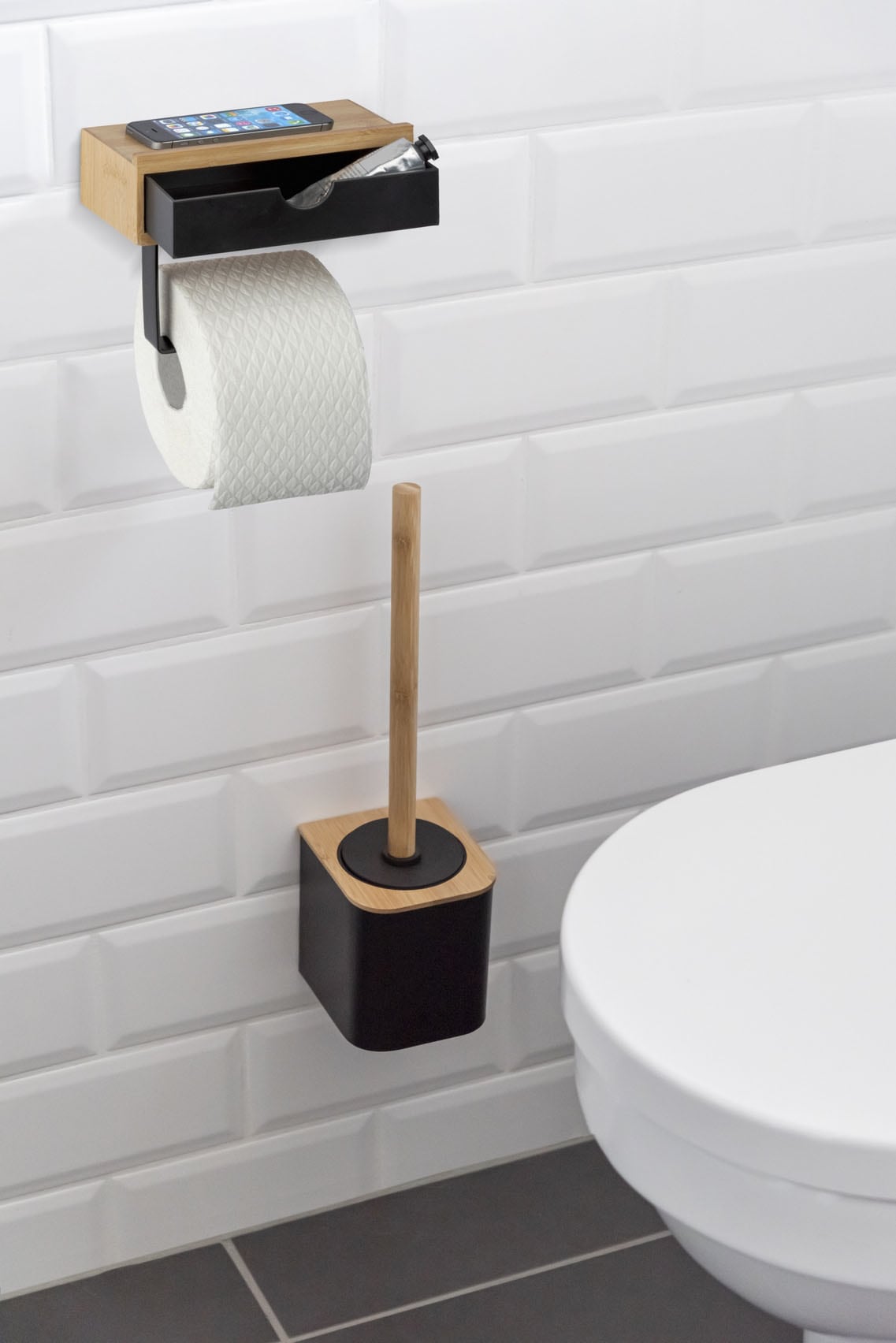 WENKO Toilettenpapierhalter »Bambusa« mit Schublade, aus Bambus