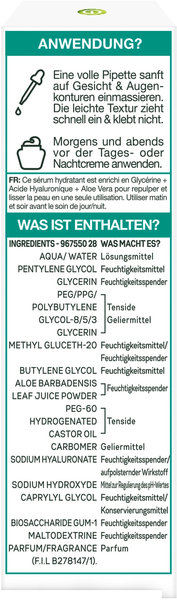 GARNIER Gesichtsserum »SkinActive Hyaluron Aloe Serum«, mit hoher Wirksamkeit