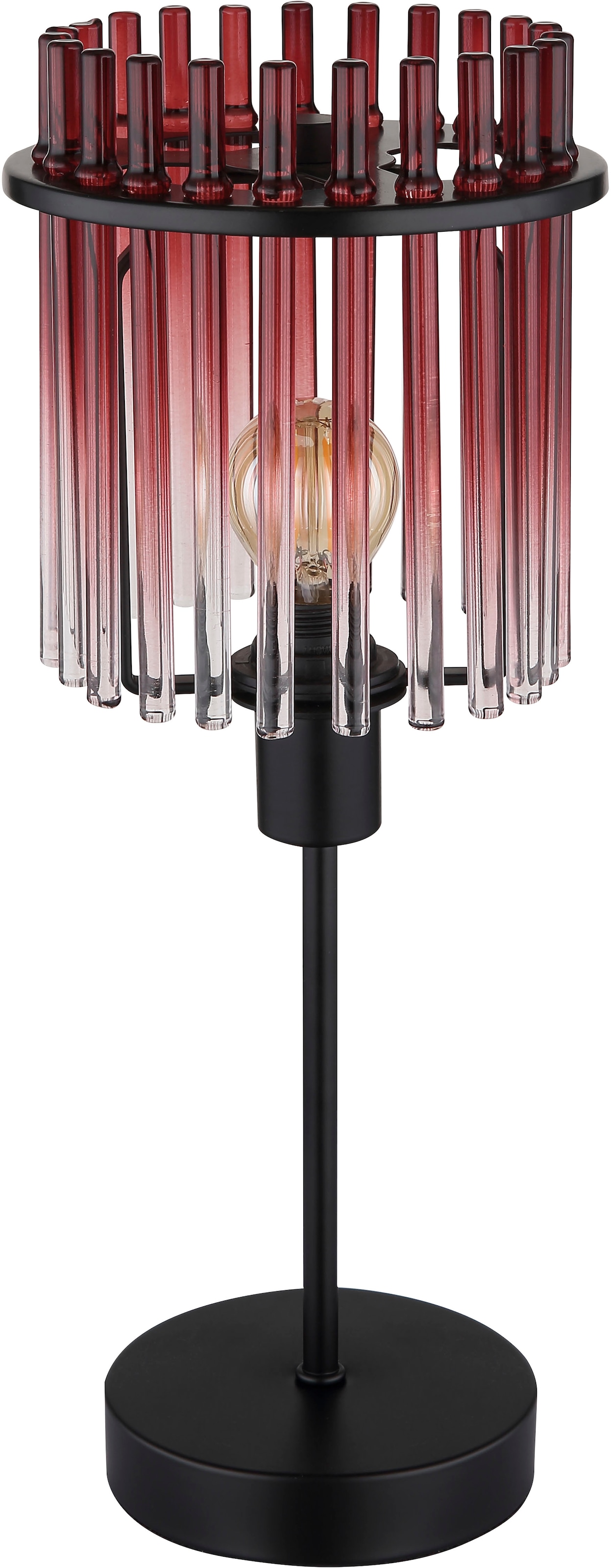 GLOBO LIGHTING Tischleuchte »GORLEY« E14 1 Stk. Tischlampe Glasstäbe brombeerfarben klar verlaufend elegant