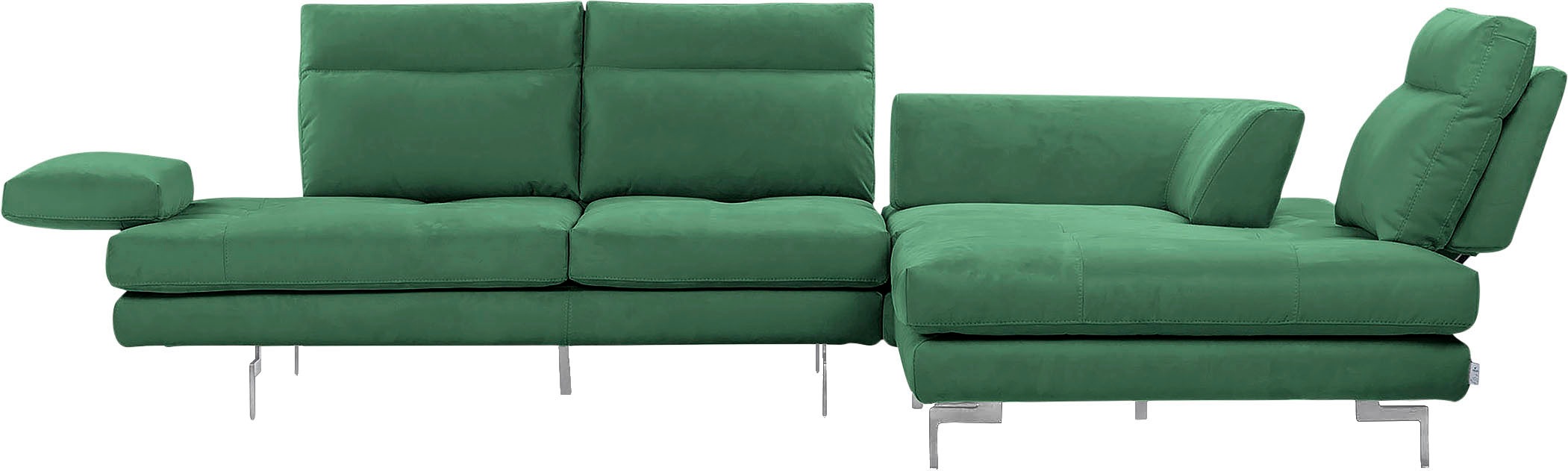 CALIA ITALIA Ecksofa »Toby Wing, L-Form, Designsofa mit sensationellem Sitzkomfort«, Sitztiefenverstell.,wahlw. mit Kissen-Set, Füße chrom glänzend