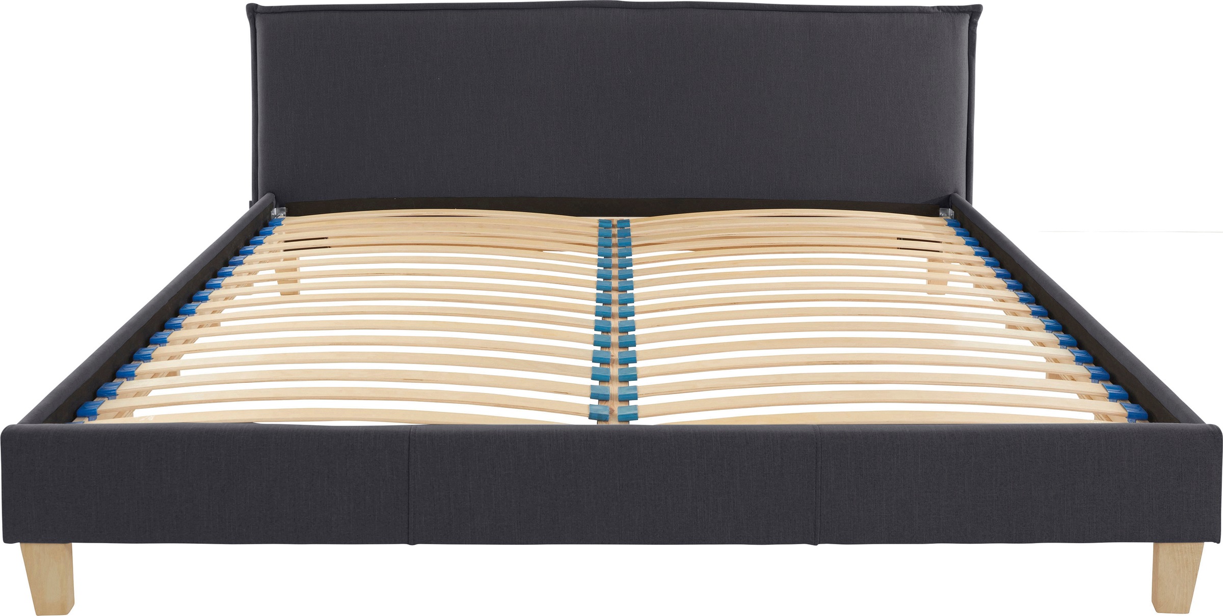 OTTO products Polsterbett »Heddi«, in 5 Breiten: von 90cm-200cm, Biese am Kopfteil, Strukturstoff