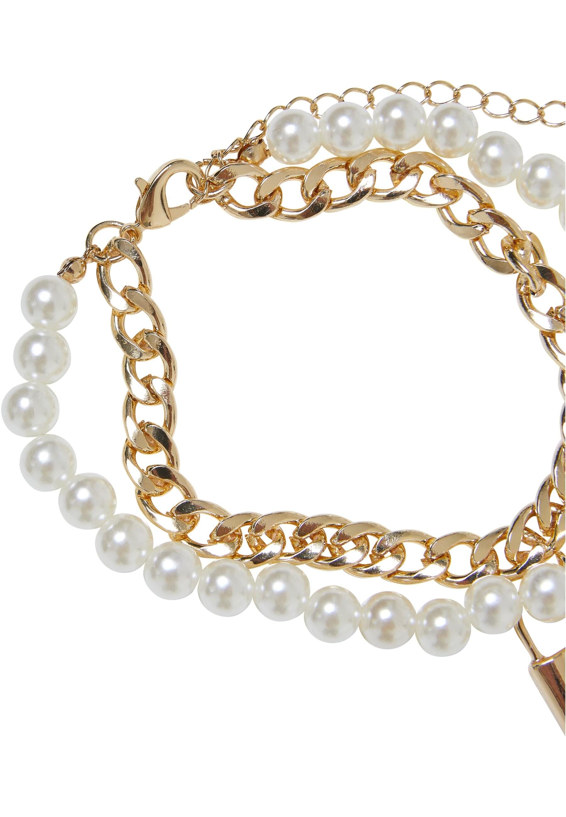 URBAN CLASSICS Armband »Urban Classics Unisex Padlock Pearl Layering Bracelet«
