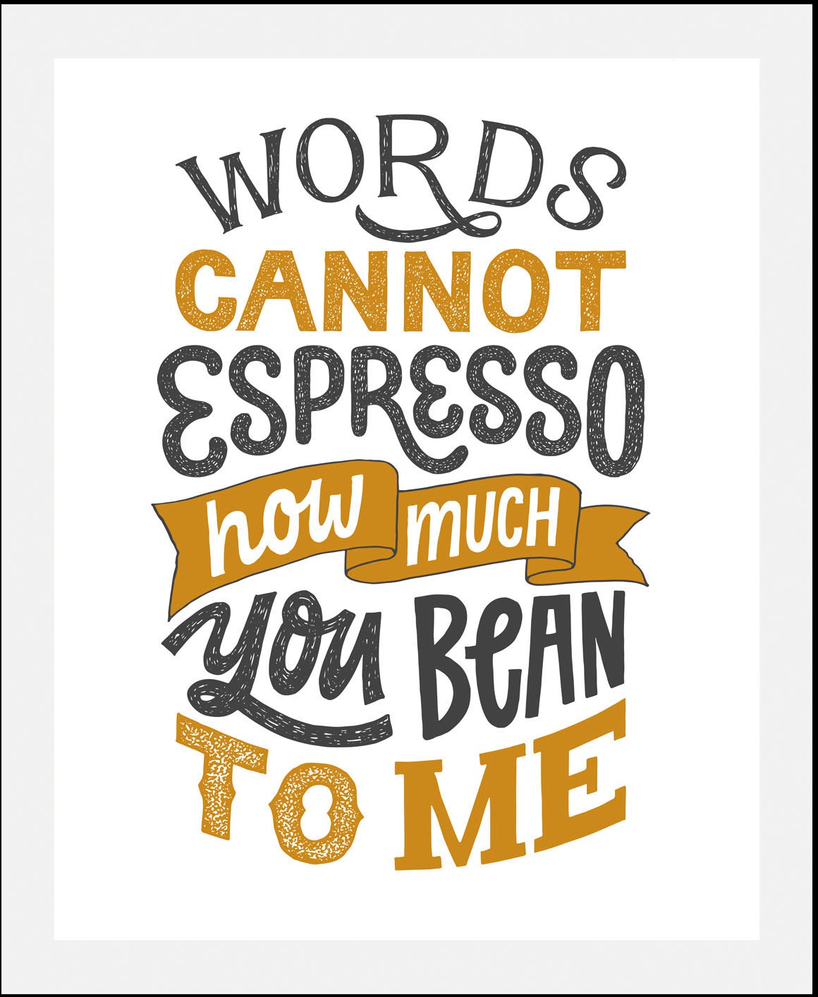 queence Bild »Espresso Bean«, Schriftzüge-Schriftzug-Kaffee-Kaffee Bilder-Humor, (1 St.), HD Premium Poster-Druck inkl. Holzrahmen