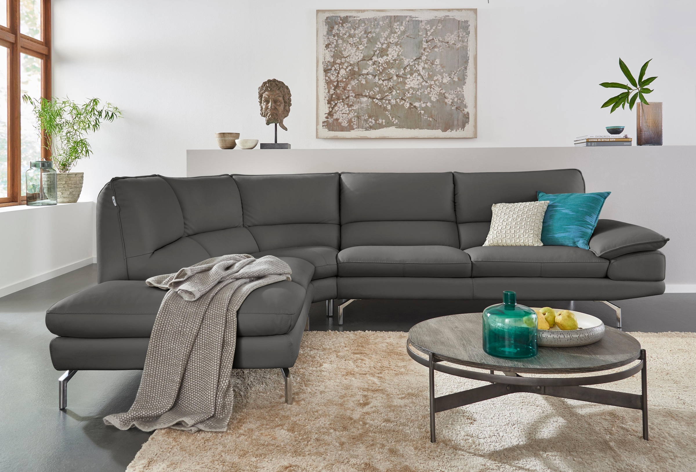 CALIA ITALIA Ecksofa "Dave, italienisches Designsofa L-Form, erstklassiger Sitzkomfort" Ottomane wahlweise links oder rechts, in zwei tollen Lederqualitäten