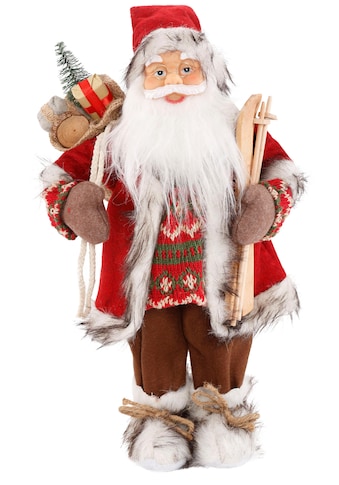 Weihnachtsmann »Santa mit Skiern unter dem Arm und Geschenken«