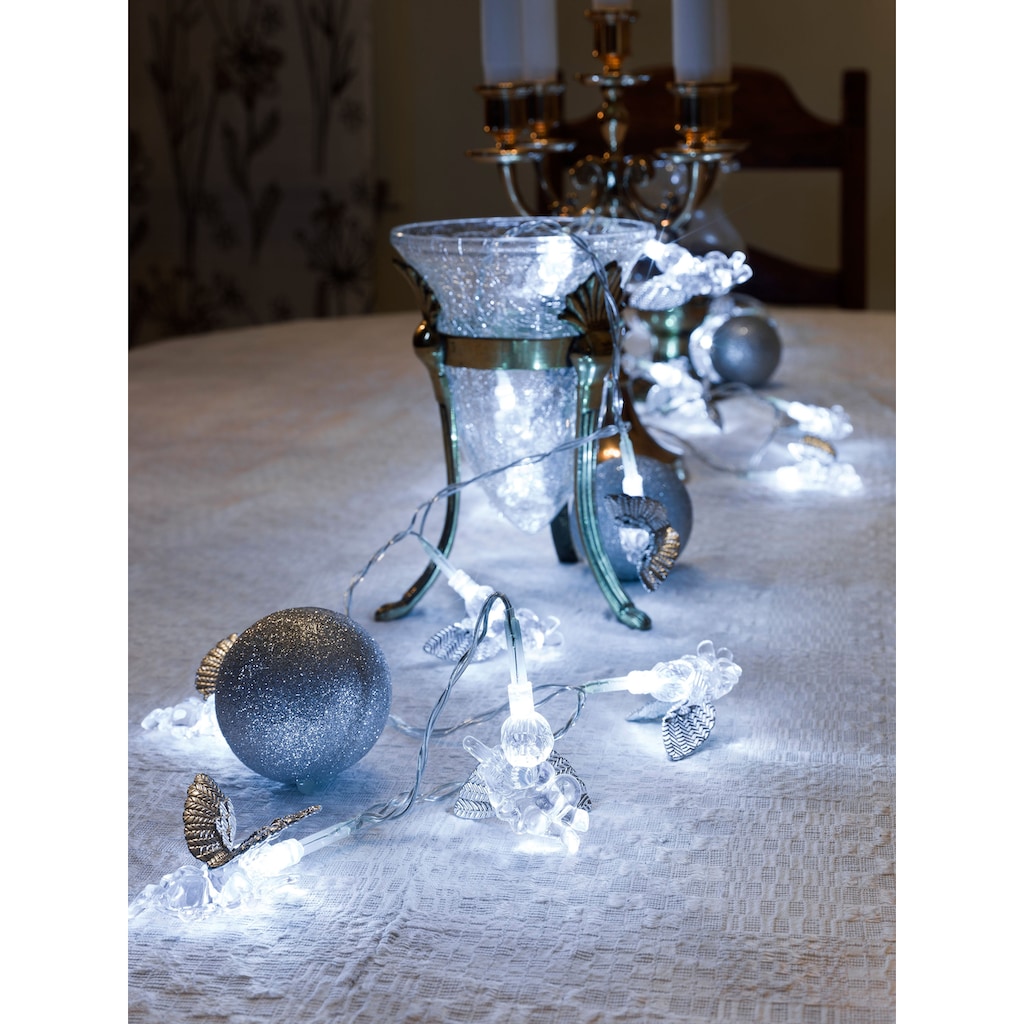 KONSTSMIDE LED-Lichterkette »Weihnachtsdeko«, 24 St.-flammig, LED Dekolichterkette, silberfarbene Engel, 24 kalt weiße Dioden