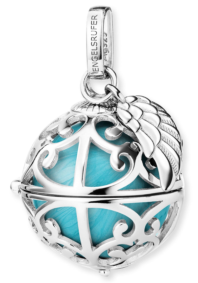 Kettenanhänger ENGELSRUFER "Schmuck Geschenk Engelsrufer Relaunch mit Flügelanhänger" Gr. S, blau (silberfarben, perlmuttfarben, türkis), Schmuckanhän