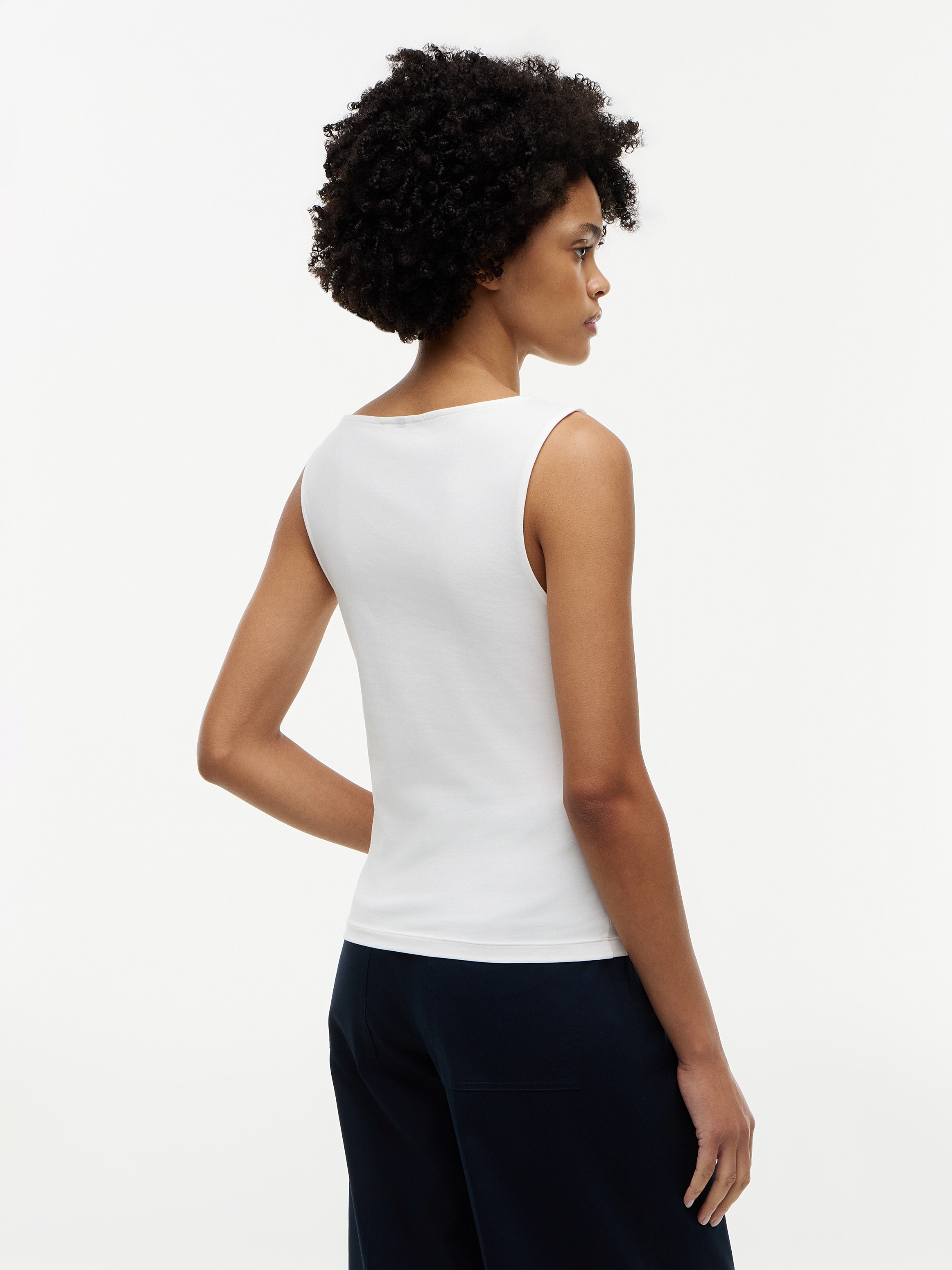 Tommy Hilfiger Tanktop »CLASSIC SCRIPT BOAT-NK TOP« Baumwollmischung, U-Boot Ausschnitt