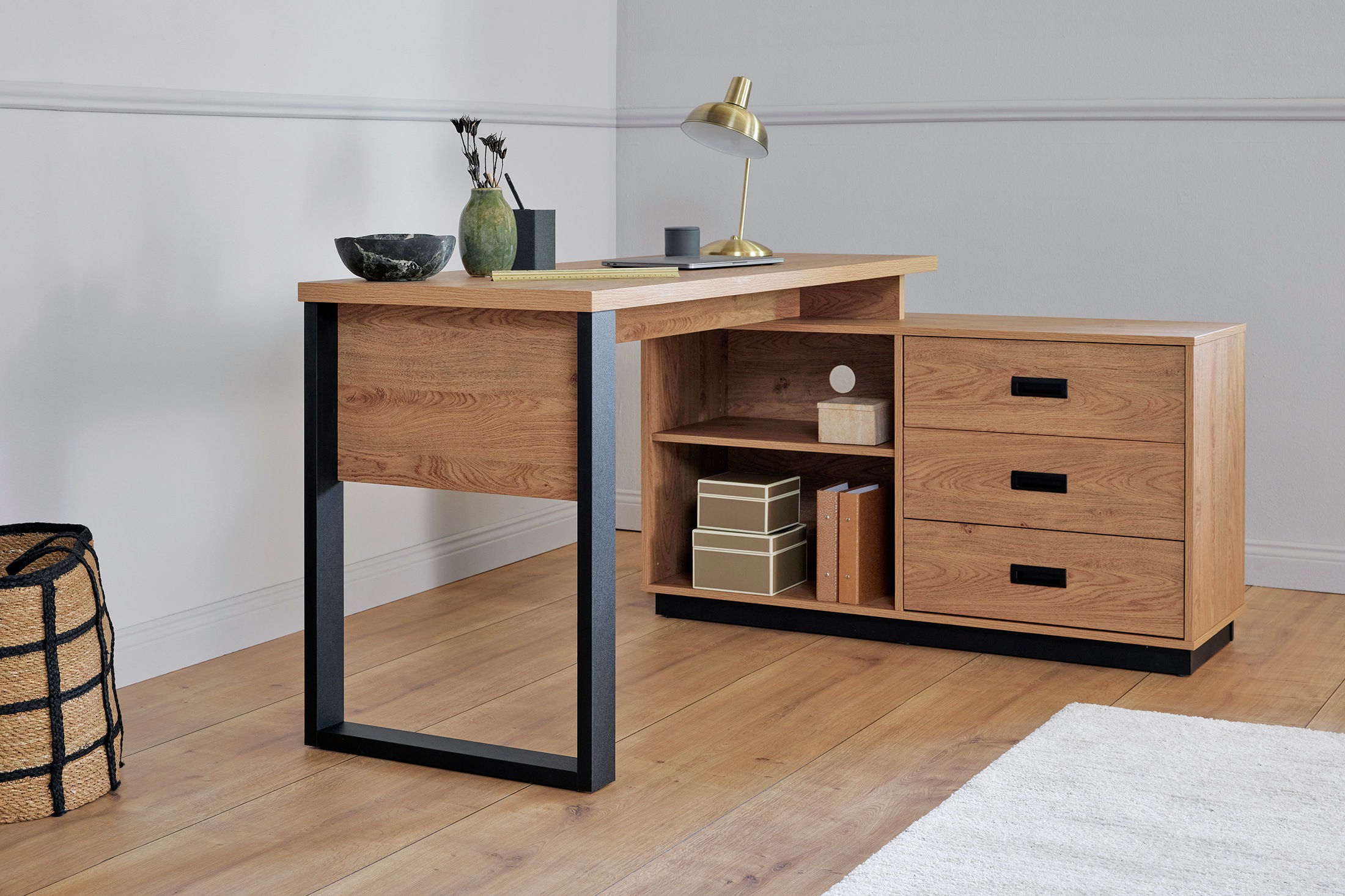 Jahnke Eckschreibtisch "RIVA C 150 E", (1 St.), wechselseitig montierbar, S günstig online kaufen