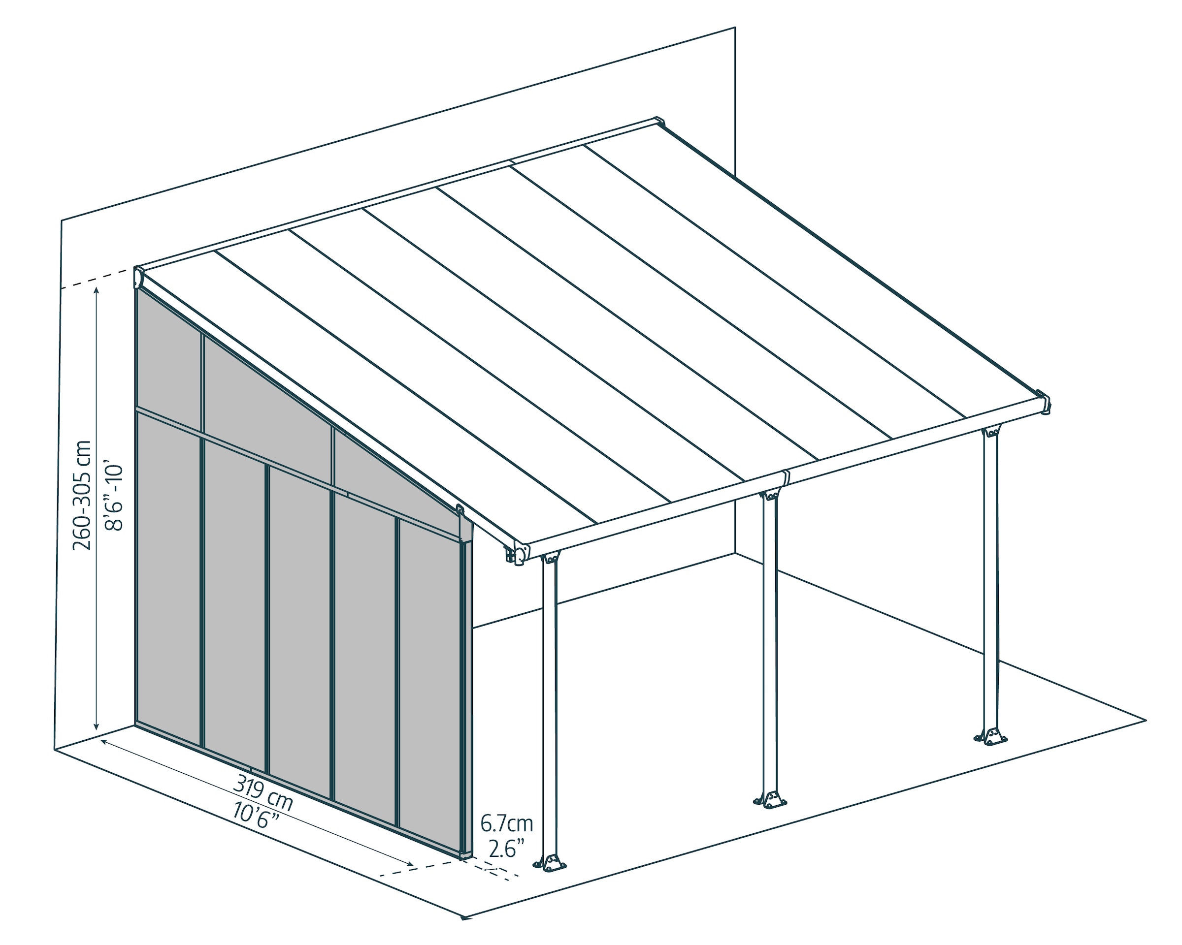 Palram - Canopia Terrassendach »mit pulverbeschichtetem Aluminiumrahmen«, einfache DIY Montage