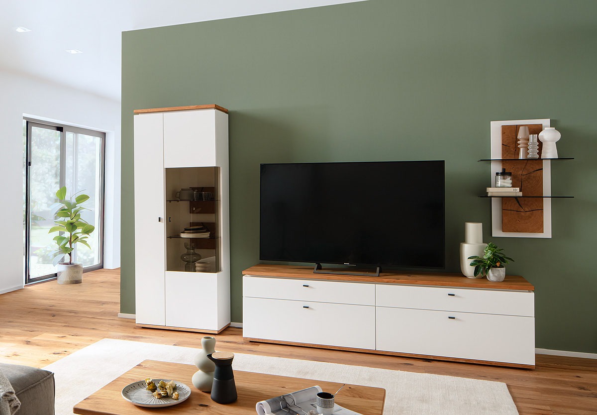 MCA furniture Wandregal »Matadi Wandregal« 1 Stk. tlg. Wandregal, Soft White, Holzabsetzung, 2 Glasablagen, Breite 60cm