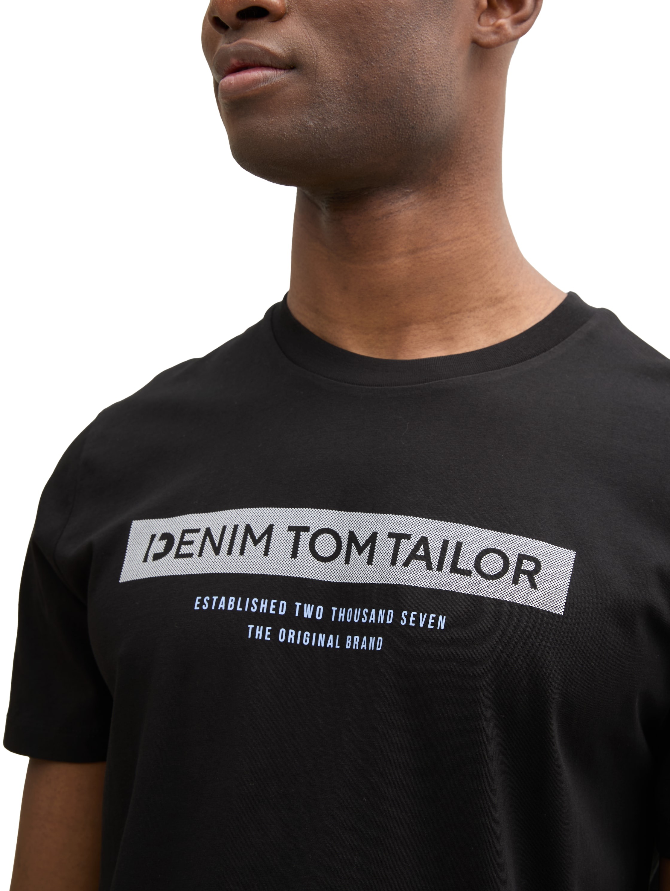 Tom Tailor Denim Damen Rundhalsshirt Schwarz Gr. L 2