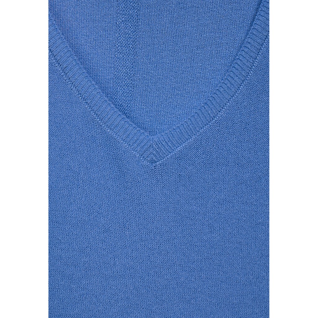 Damenmode Figurtyp-Beratung Cecil Kurzarmpullover, in Unifarbe blau