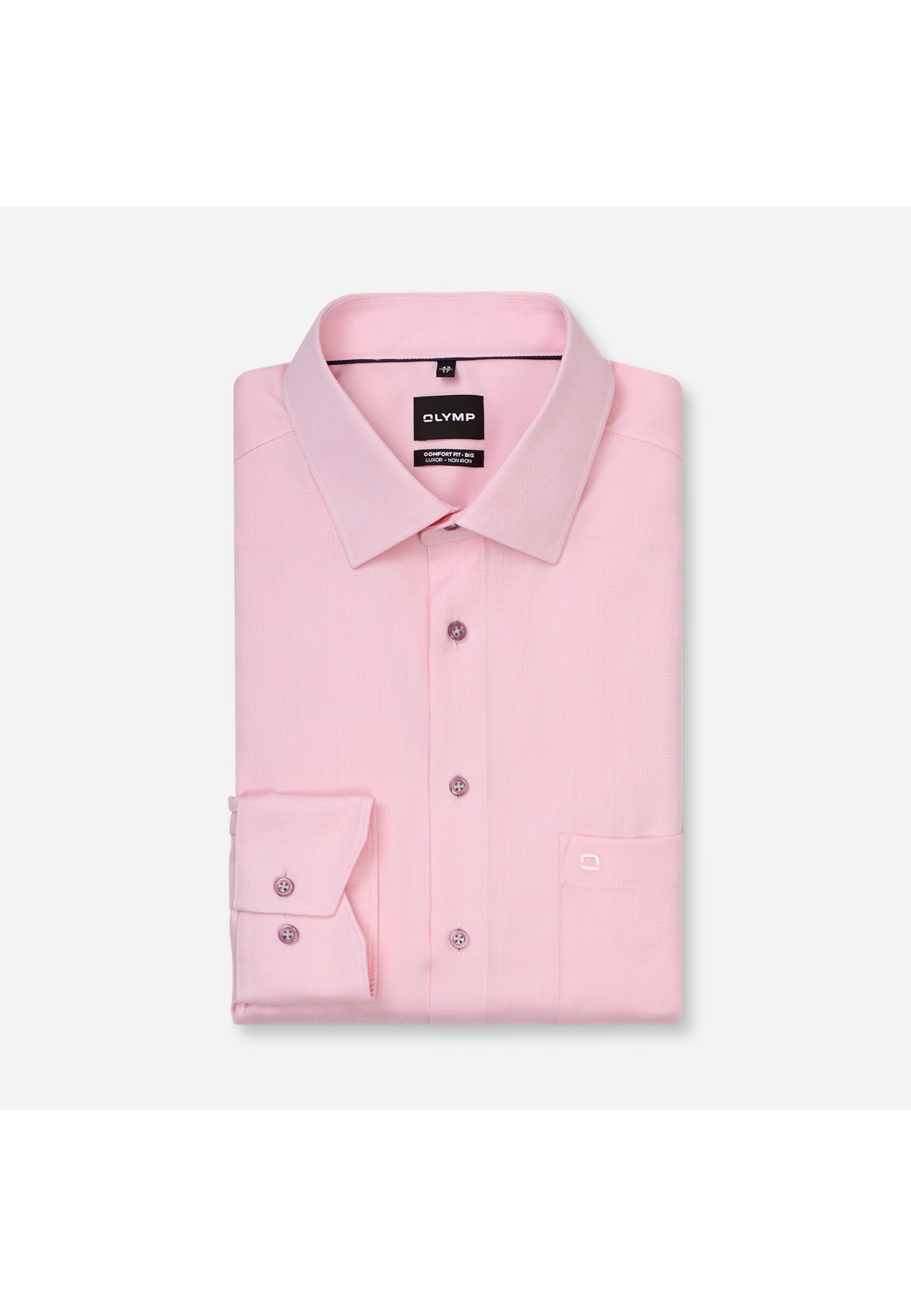 Businesshemd OLYMP "OLYMP Luxor, comfort fit - big, New Kent", Herren, Gr. 53, Normaler Arm, hellrosé, 100% Baumwolle, Hemden 3