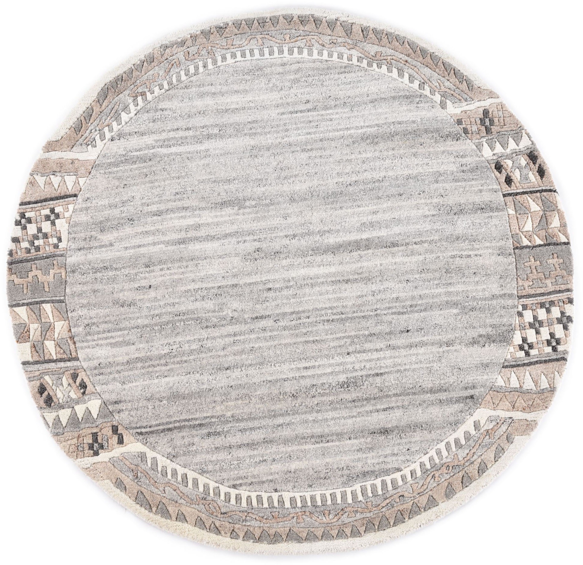 THEKO Wollteppich »Royal Natur 6030«, rund, reine Wolle, handgetuftet, mit Bordüre