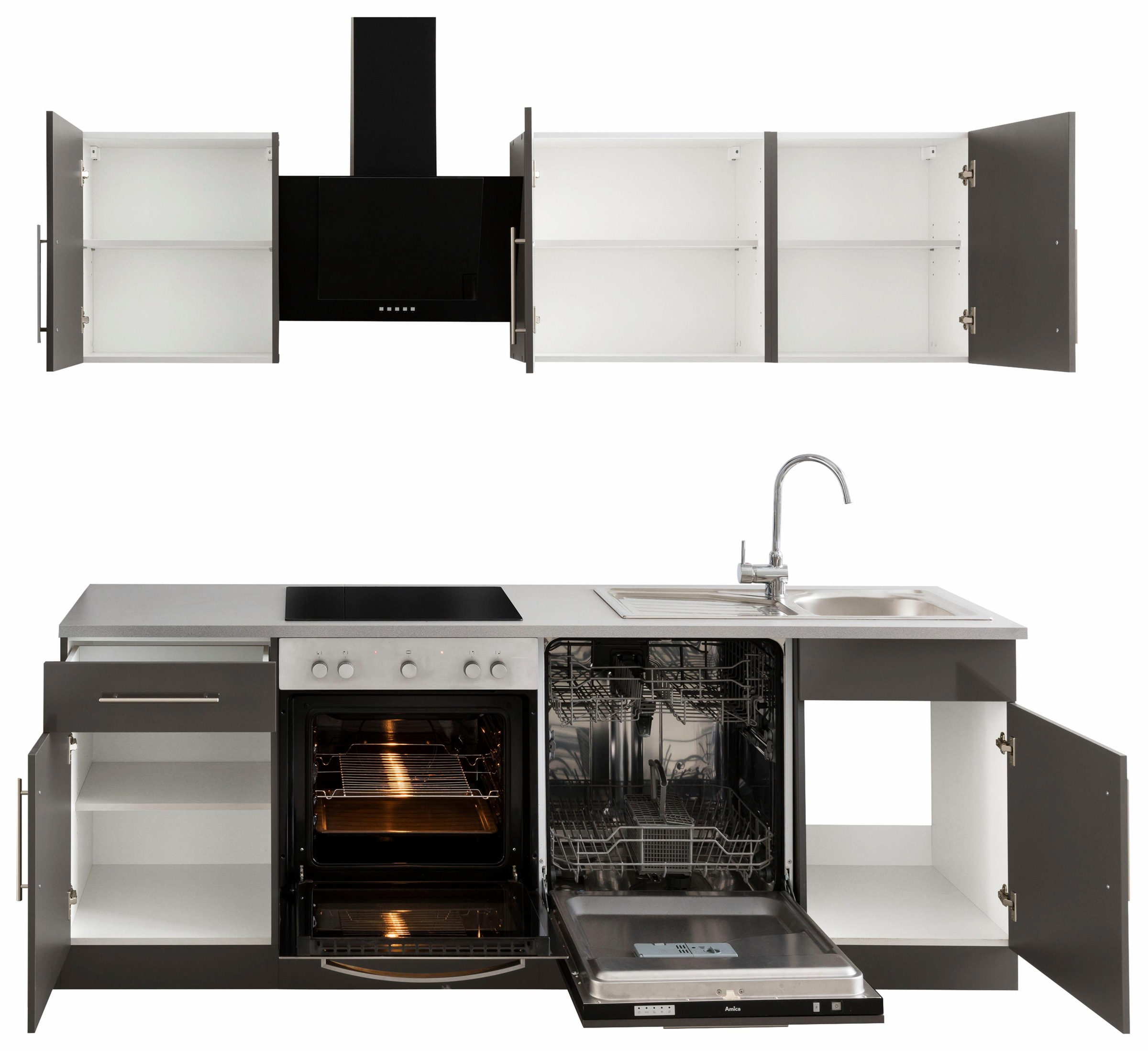 Thumbnail - wiho Küchen Küchenzeile "Cali, TOPSELLER" mit E-Geräten, Breite 220 cm mit Metallgriffen