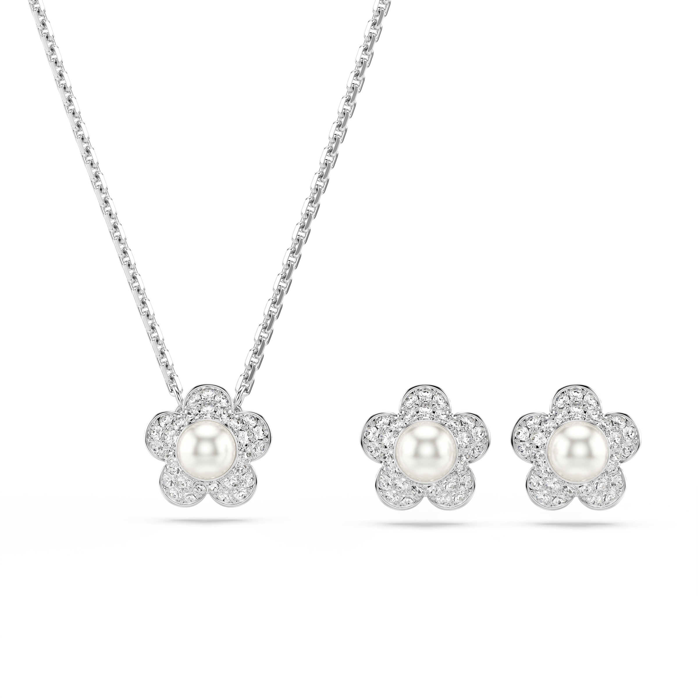 Ohrring und Ketten Set SWAROVSKI "Multipack Schmuck Geschenk CAPSULE", metallfarben, kristallweiß, weiß, kristallweiß, Schmuck_Sets, Damen, Metall, Perlen, glitzernd, glänzend, mit Swarovski Kristallen, mit Swarovski Perle 4