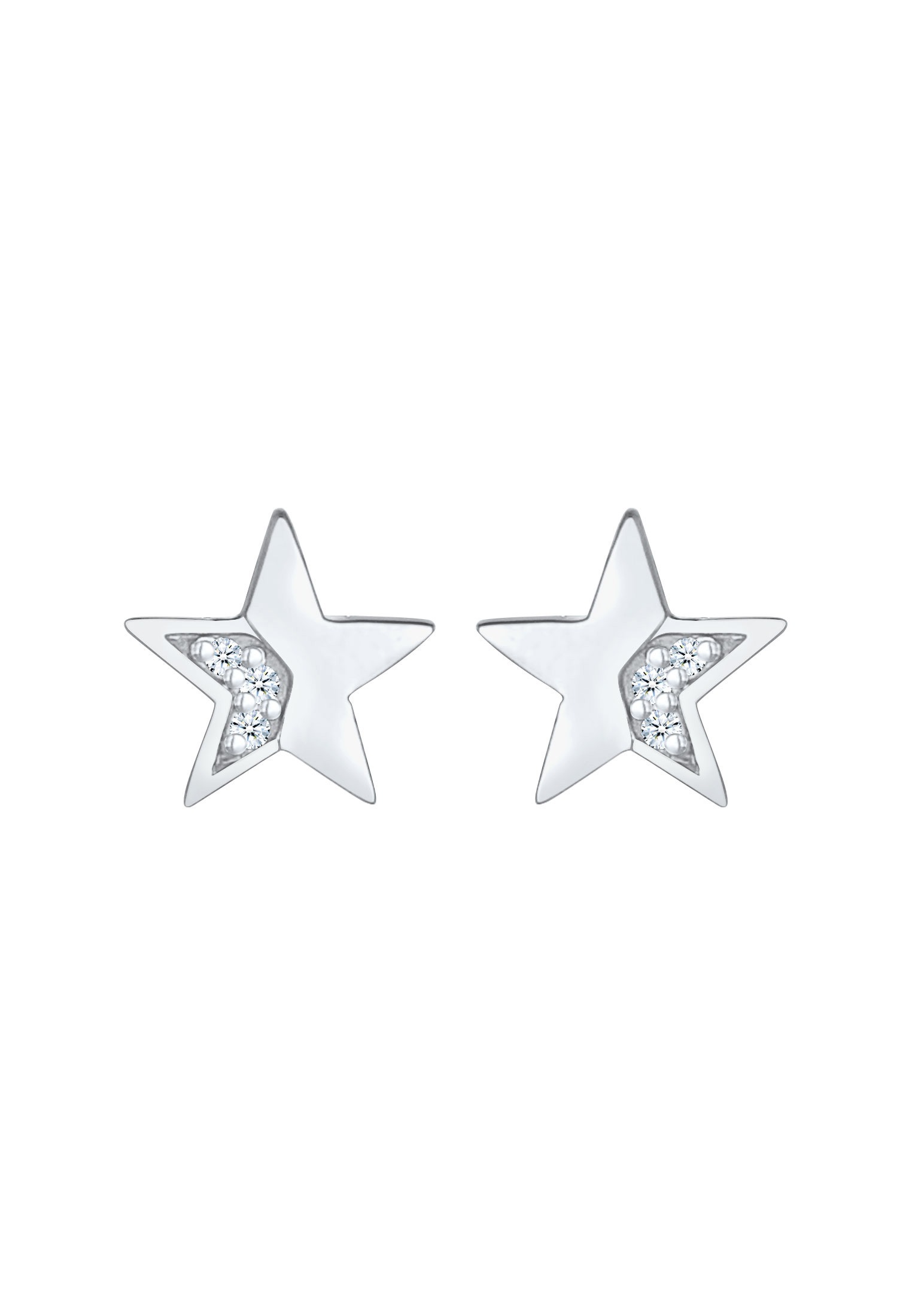 Elli DIAMONDS Paar Ohrstecker »Stern Star Diamanten (0.03 ct) Stecker 925 Silber«