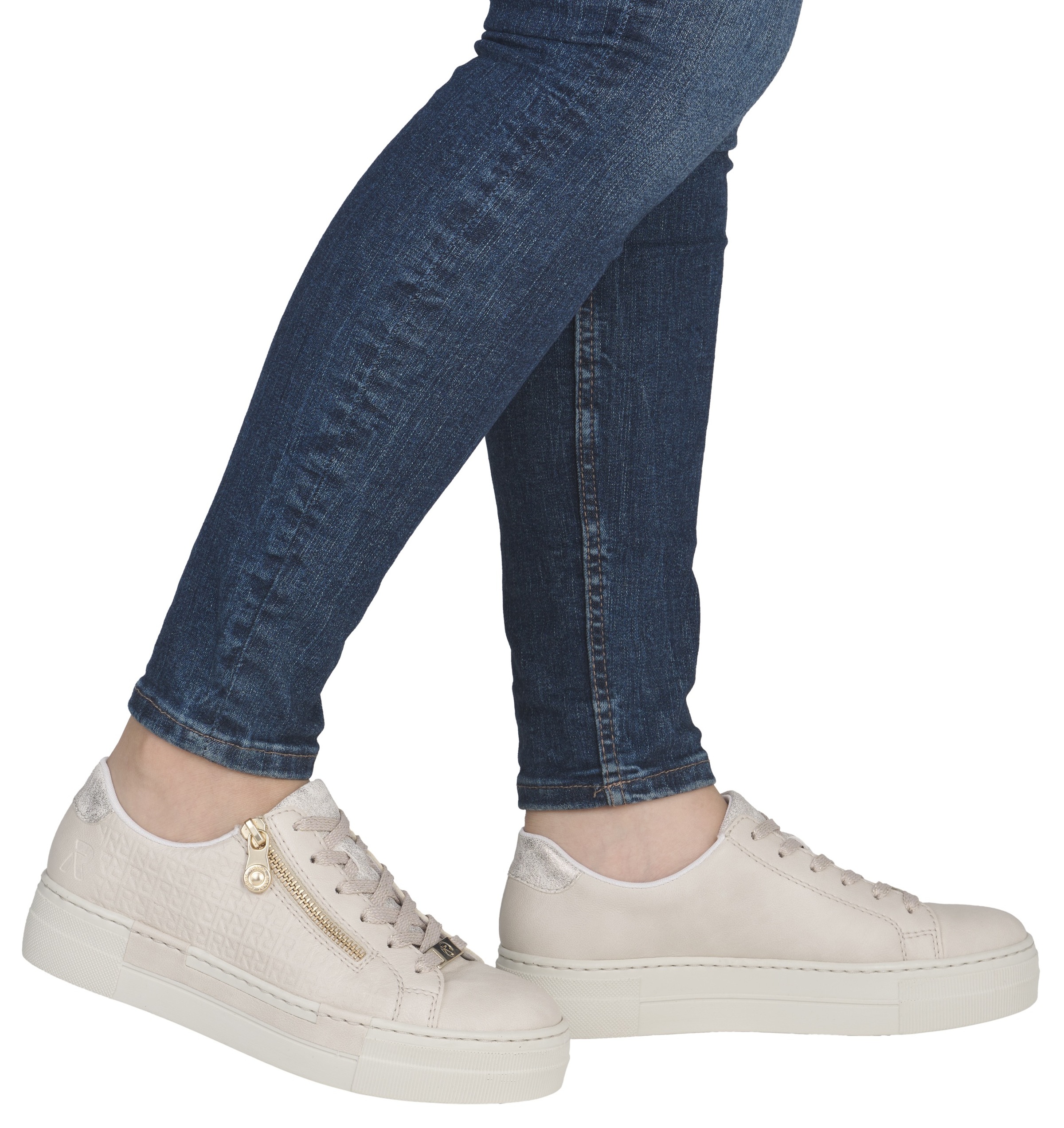 Rieker Plateausneaker mit goldfarbenem Reißverschluss, Freizeitschuh, Halbs günstig online kaufen