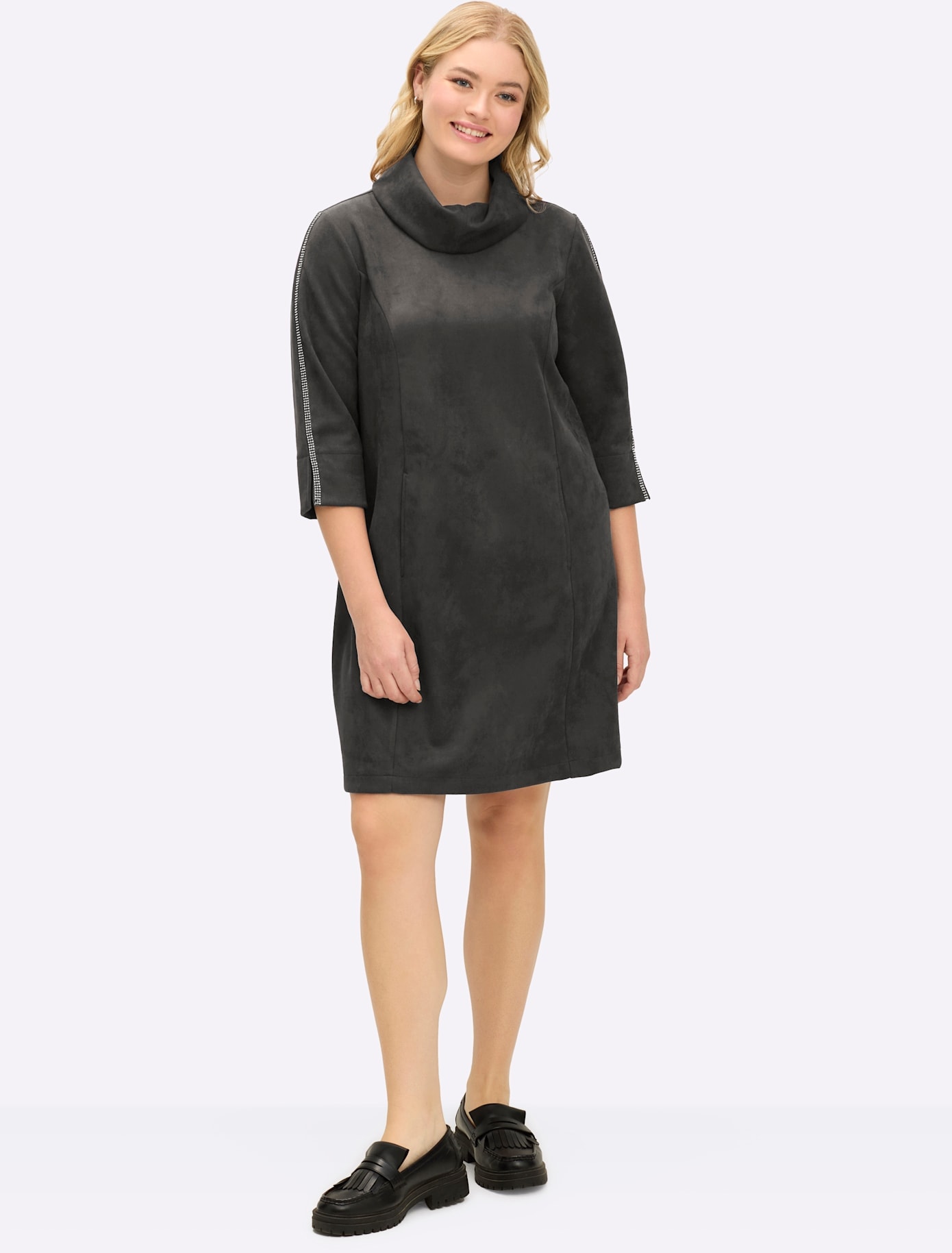 Sheego A-Linien-Kleid "Velours-Kleid" günstig online kaufen
