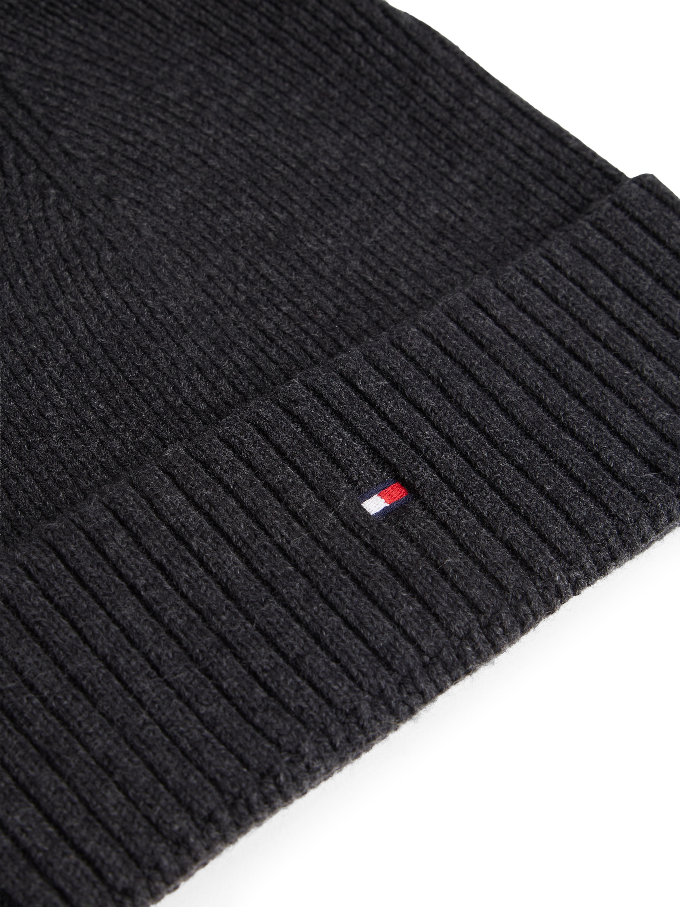 Tommy Hilfiger Strickmütze »TH FLAG PIMA COTTON BEANIE«, mit Logostickerei