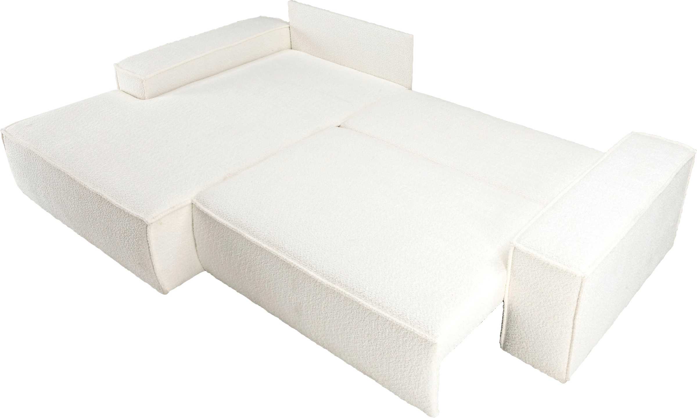 andas Ecksofa »Finnley Schlafsofa 267 cm in Bouclé, Struktur fein u. Cord, L-Form,«, Schlaffunktion m. Bettkasten (136/210 cm), Bouclé, Struktur und Cord