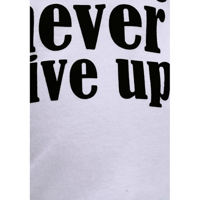 KIDSWORLD T-Shirt »Girls nerver give up«, kurze modische Form | BAUR