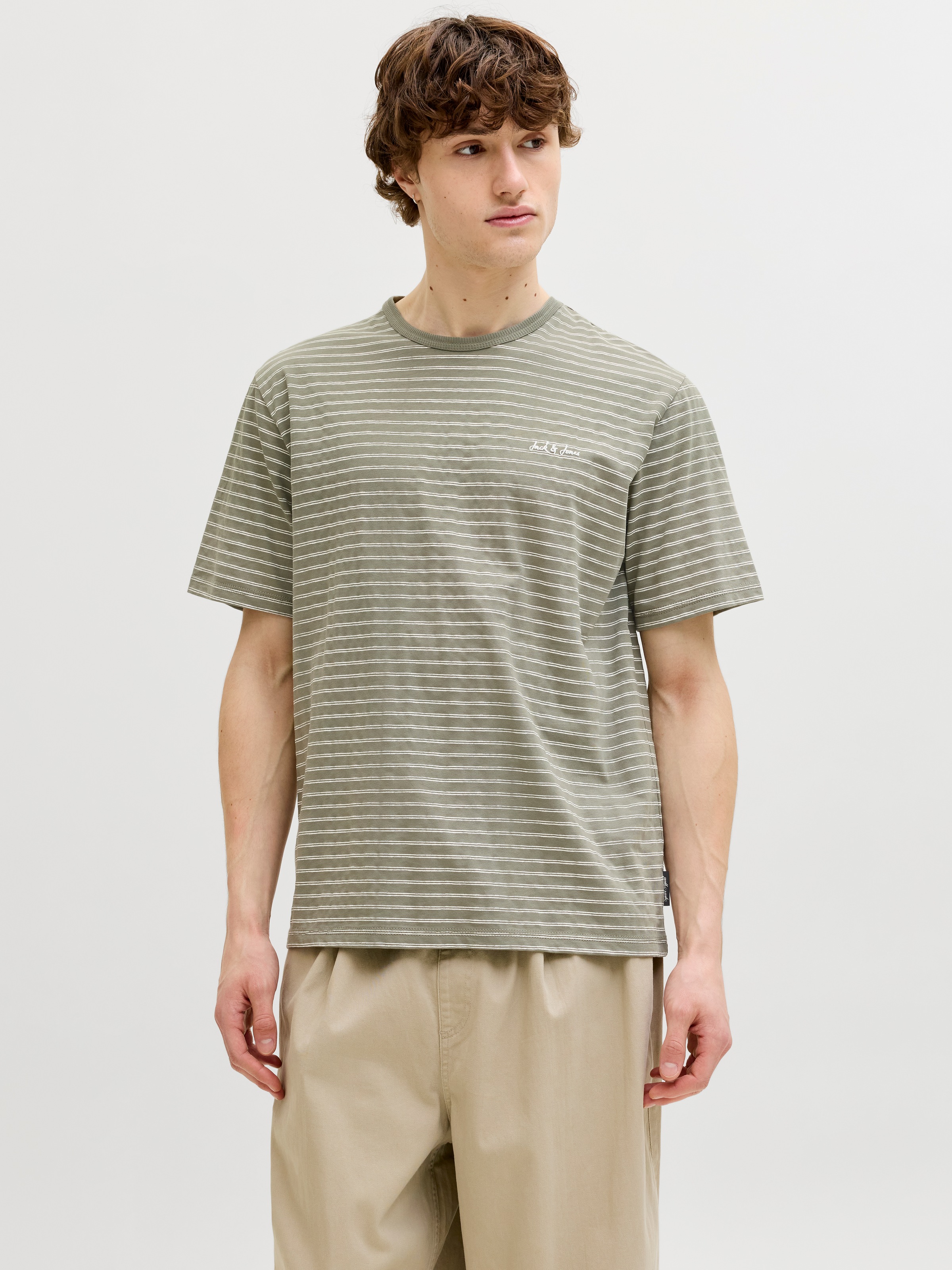 Jack & Jones Rundhalsshirt »JJDEVIN DAYTONA STRIPED TEE SS CREW NECK« Baumwollmischung, relaxed fit