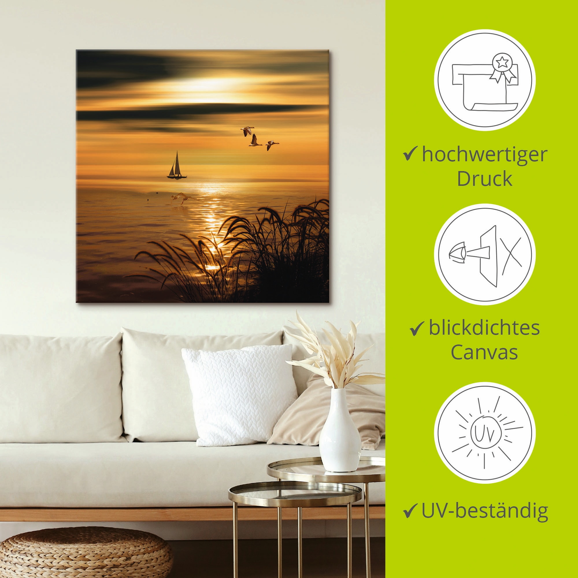 Artland Wandbild »Goldene See Impressionen«, Gewässer, (1 St.), als Leinwandbild, Wandaufkleber in verschied. Größen