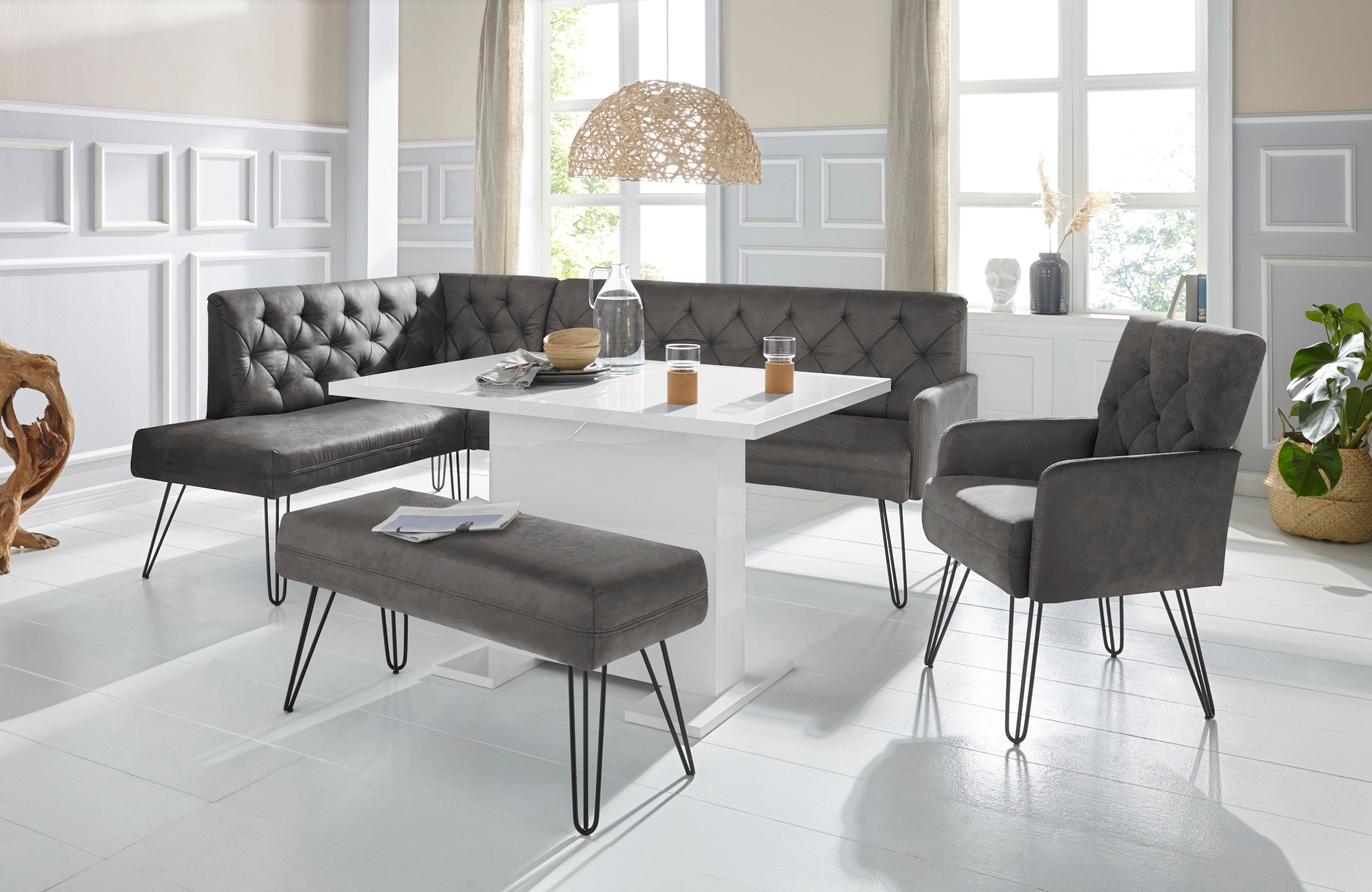 exxpo - sofa fashion "Doppio, Chesterfield Optik, komfortabel und bequem, hohe Designfüße" Frei im Raum stellbar