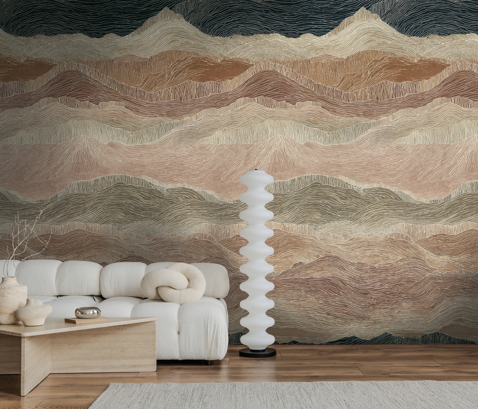 living walls Fototapete "The Wall 4 Structures – Atmosphärische Berglandschaft Vlies-Fototapete" Motiv matt naturalistisch leicht strukturiert Atmosphärische Berglandschaft mit atmosphärischer Tiefe