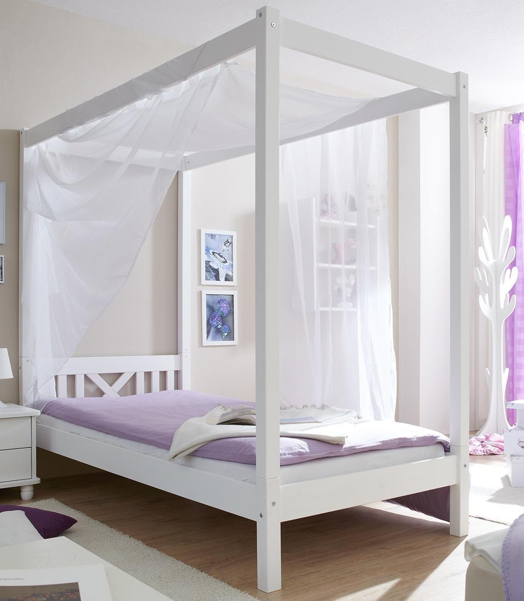 Ticaa Himmelbett »LaLuna«, Himmelbett, aus Kiefer Massivholz, inkl. Rollrost
