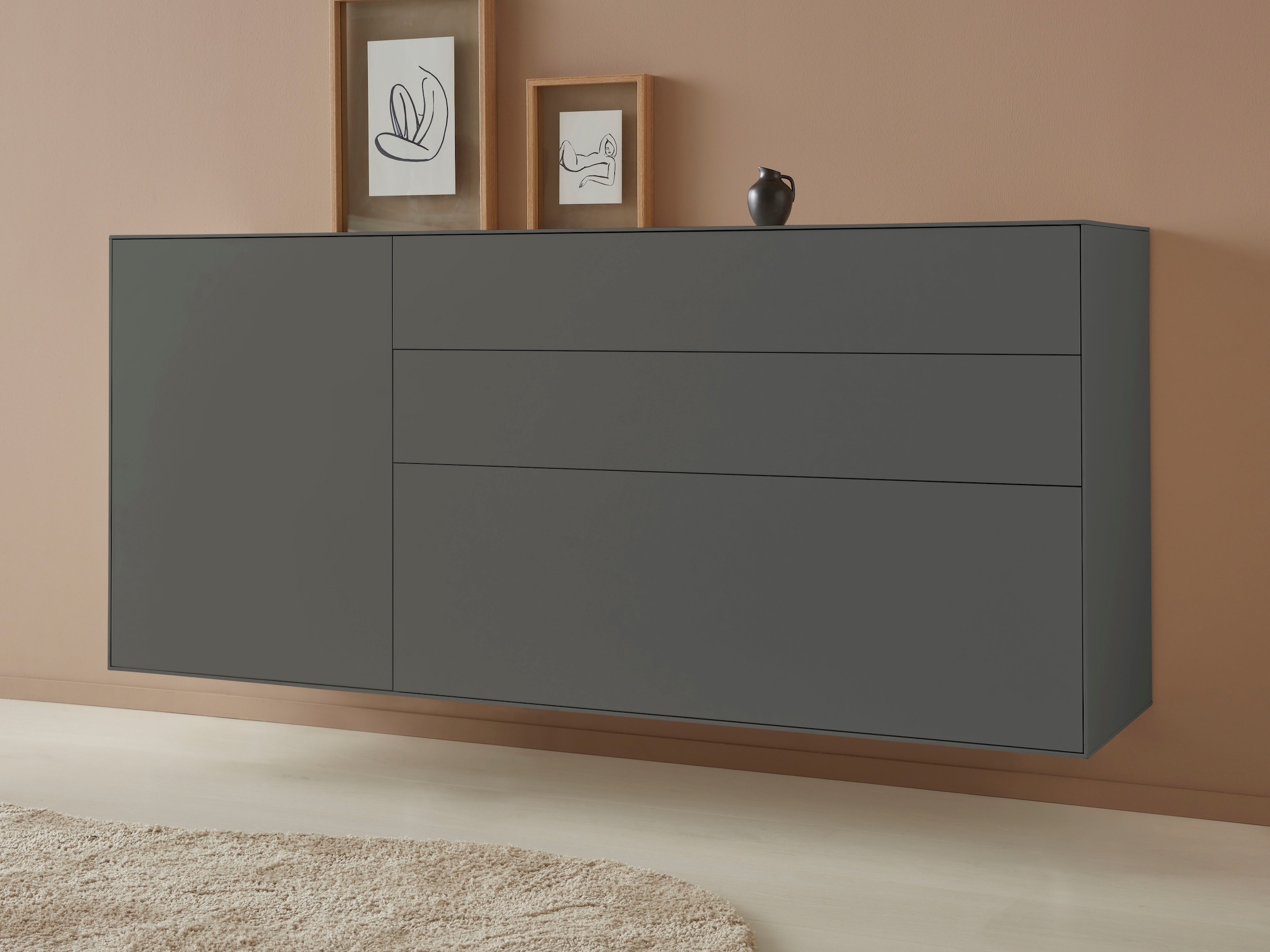 LeGer Home by Lena Gercke Sideboard "Essentials", Breite: 167cm, MDF lackiert, Push-to-open-Funktion