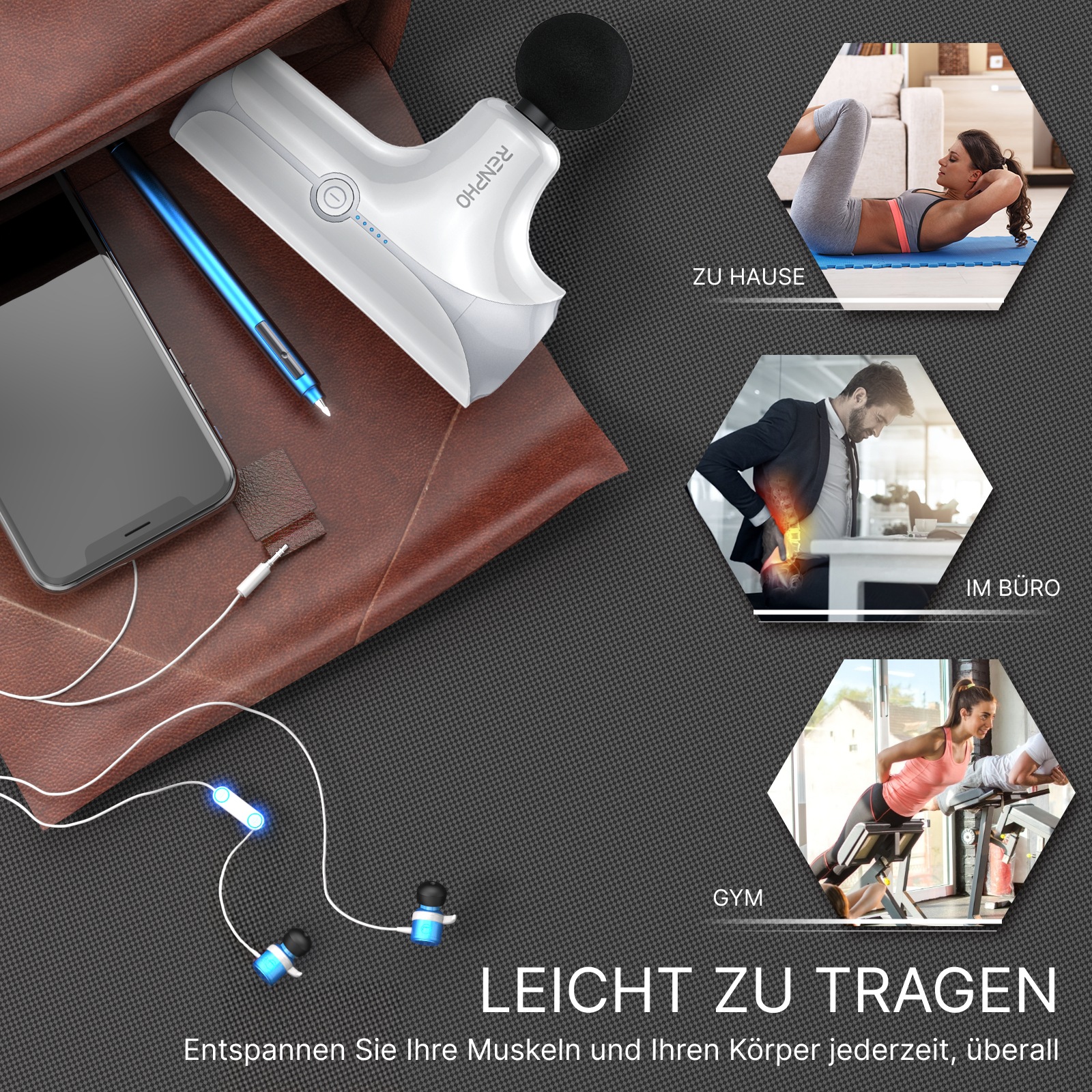 Renpho Massagepistole »Renpho Mini Massage Gun GM173«, Ideal für Menschen, die viel unterwegs sind