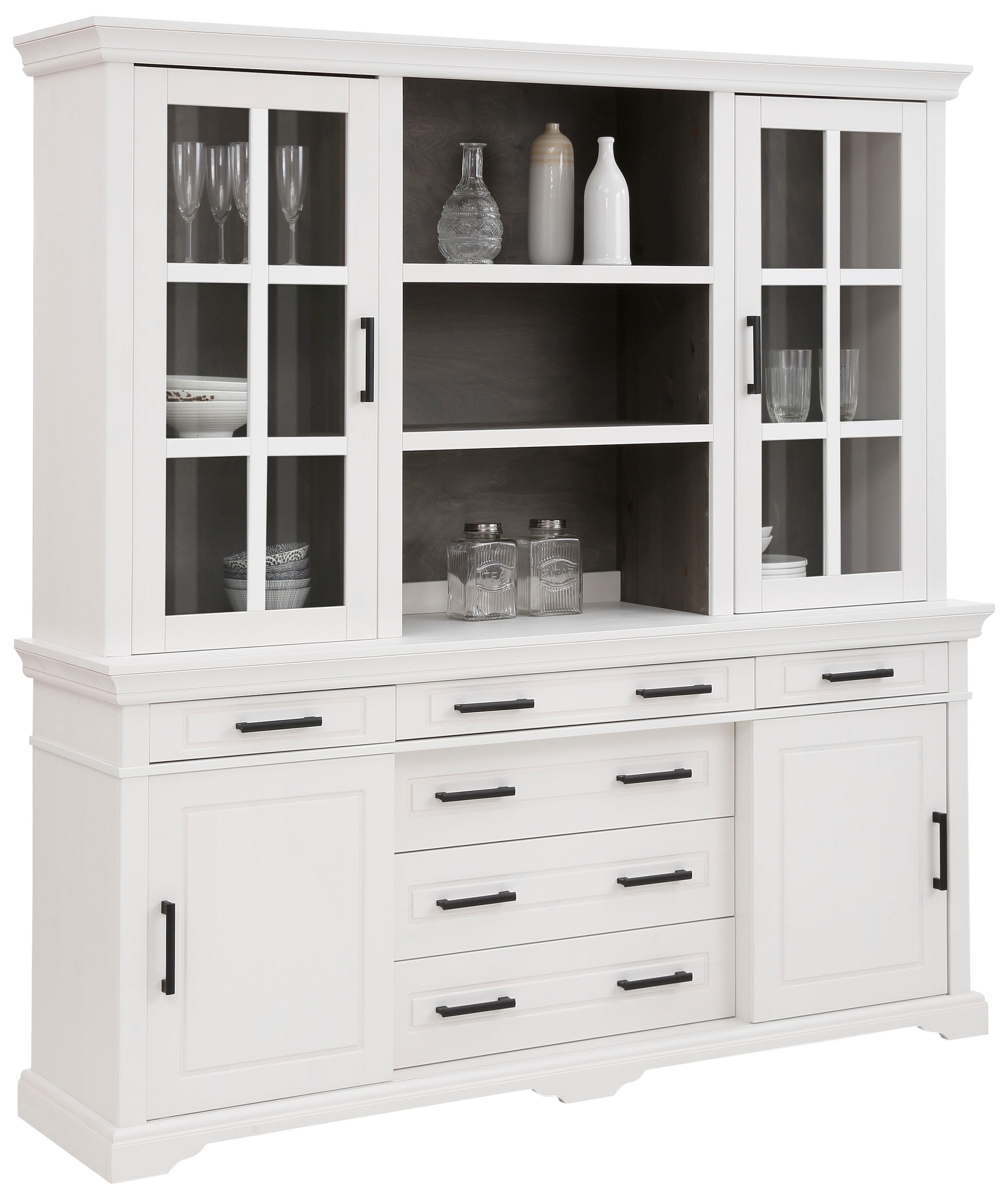 Home affaire Buffet "Anabel, mit Glastüren und Metallgriffen", aus massiver günstig online kaufen