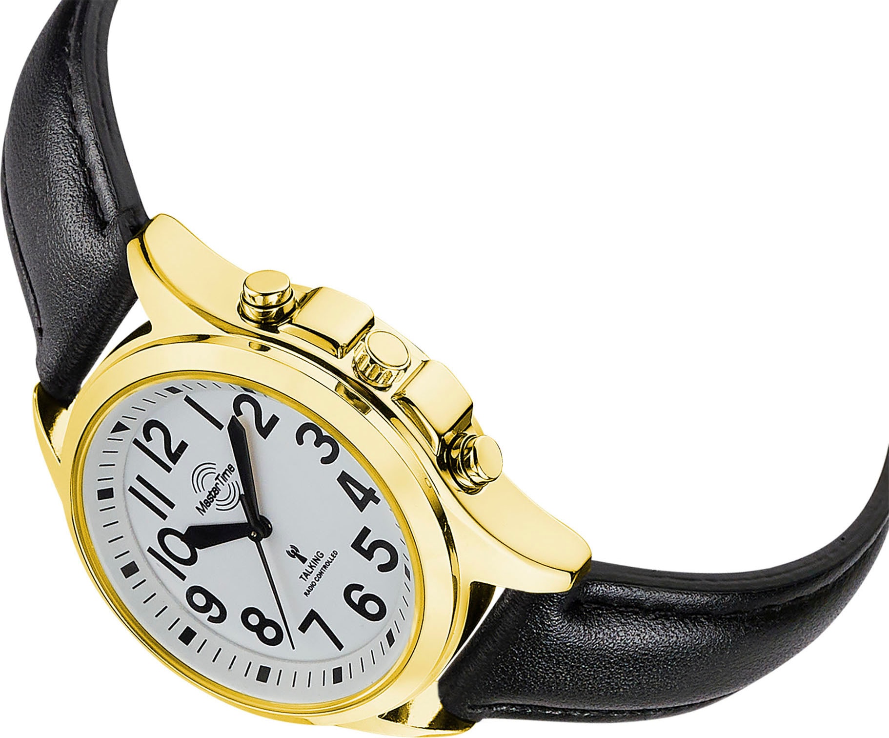 MASTER TIME Funkuhr »Sprechende Funkuhr«, Quarzuhr, Armbanduhr, Damenuhr, Lederarmband, analog