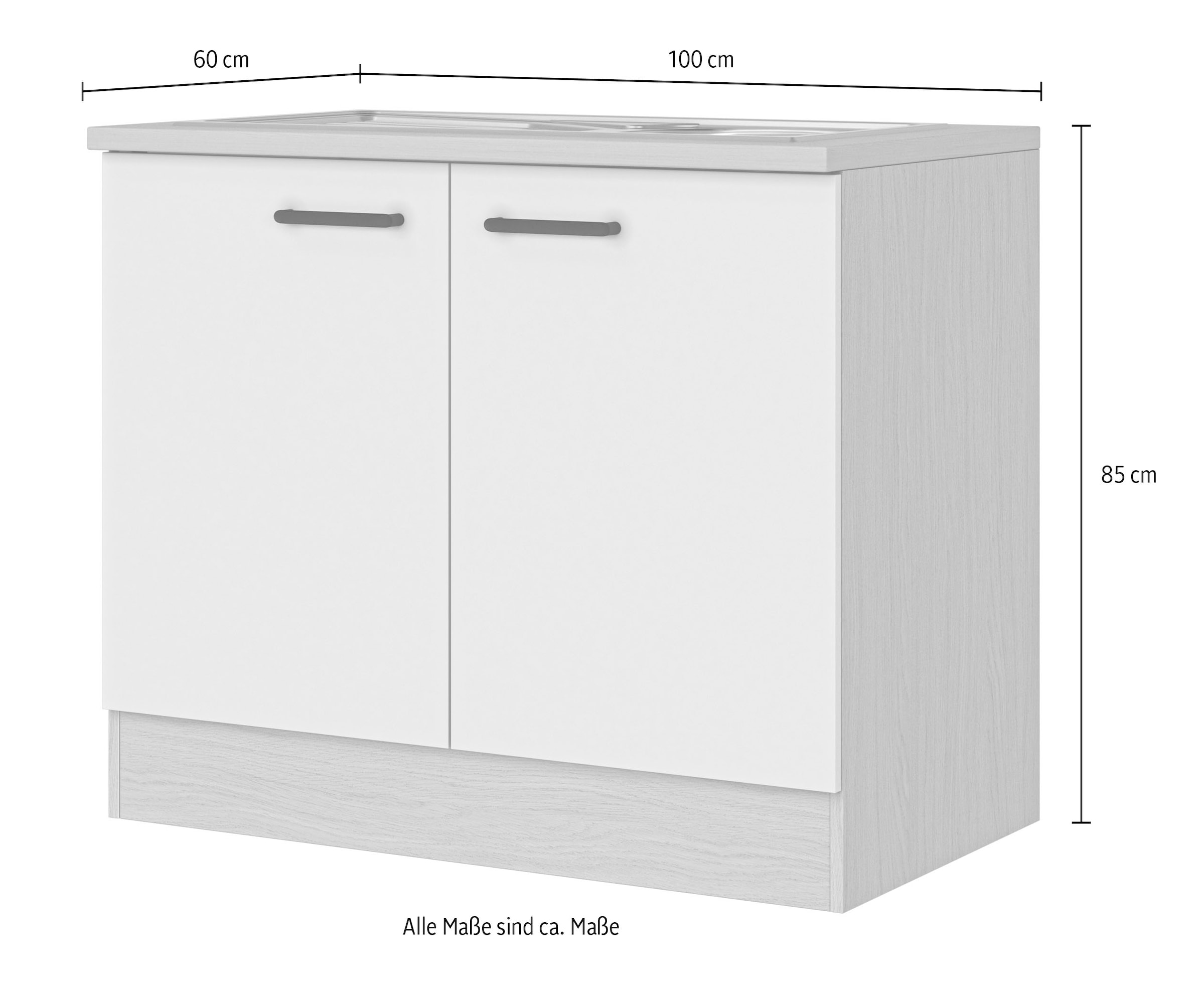 Flex-Well Spülenschrank »Creso« 2 Stk. tlg. mit Einlegeboden, Arbeitsplatte und Edelstahlspüle