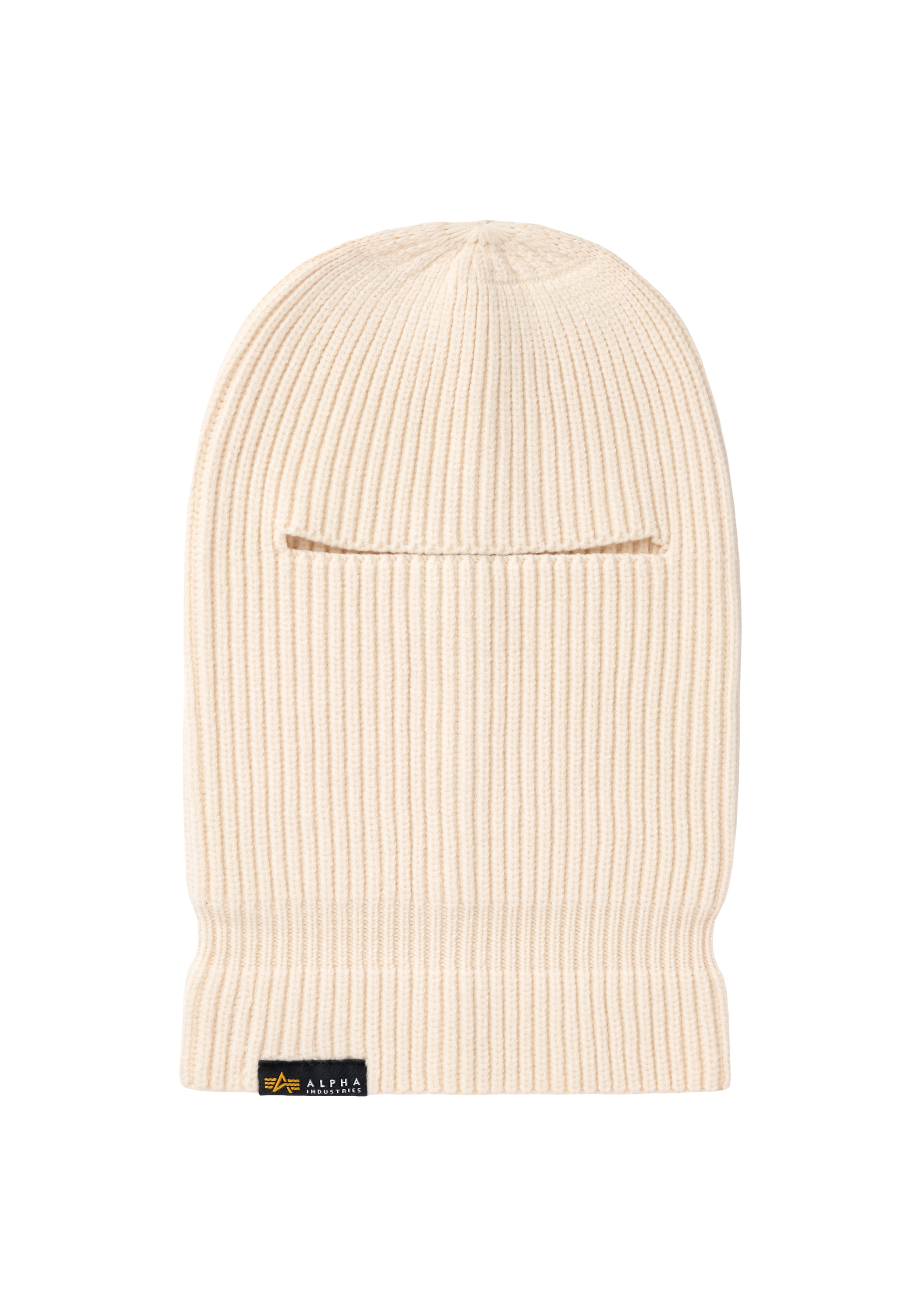 Sturmhaube "Label Balaclava", weiß, ALPHA INDUSTRIES, Obermaterial: 47% Viskose, 30% Nylon, 23% Polyester, Mützen